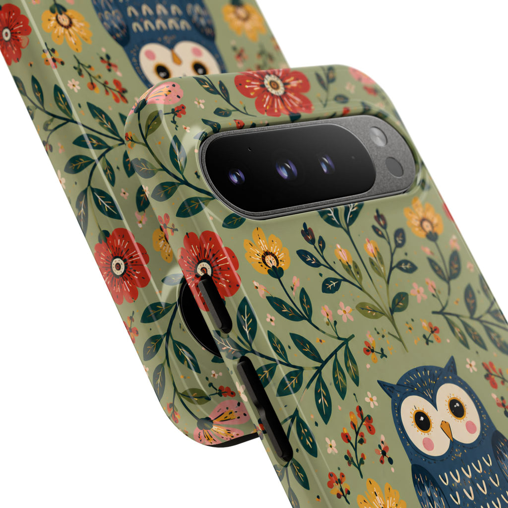 Floral Owl Tough Google Pixel Phone Case | Cute Botanical Protective Cover
