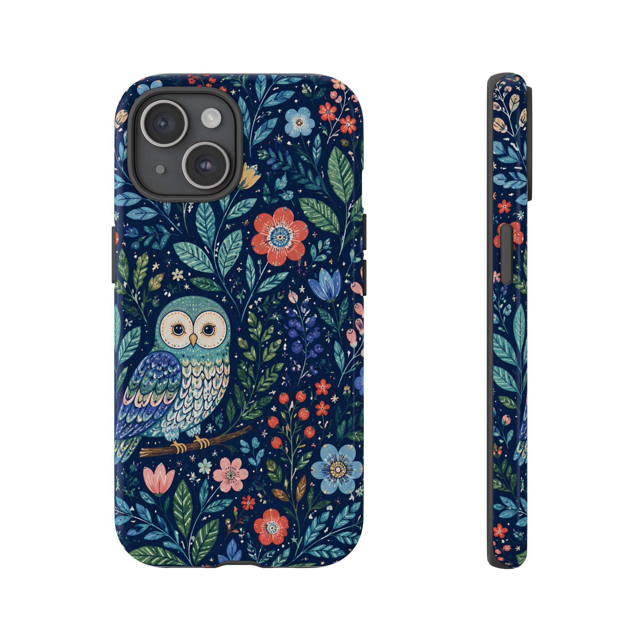 Owl Floral iPhone Case | Navy Botanical Protective iPhone Cover