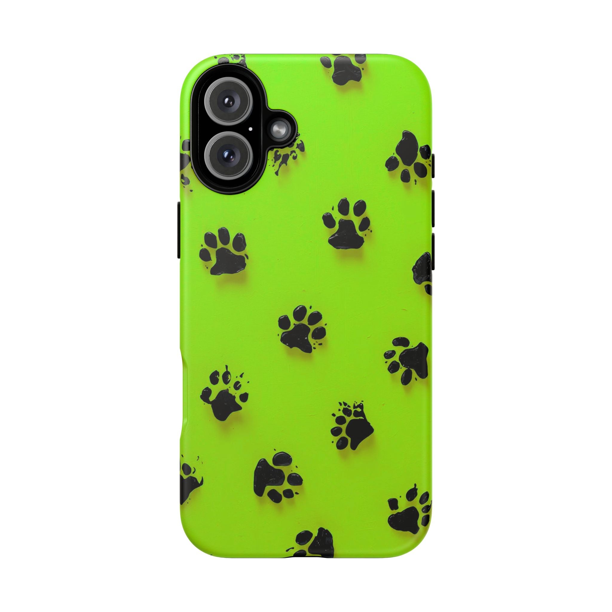 Neon Paw Print Tough Phone Case — Shockproof Pet Lover iPhone Cover