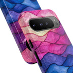 Abstract Ocean Waves Google Pixel Case — Pink & Blue Gradient Tough Case