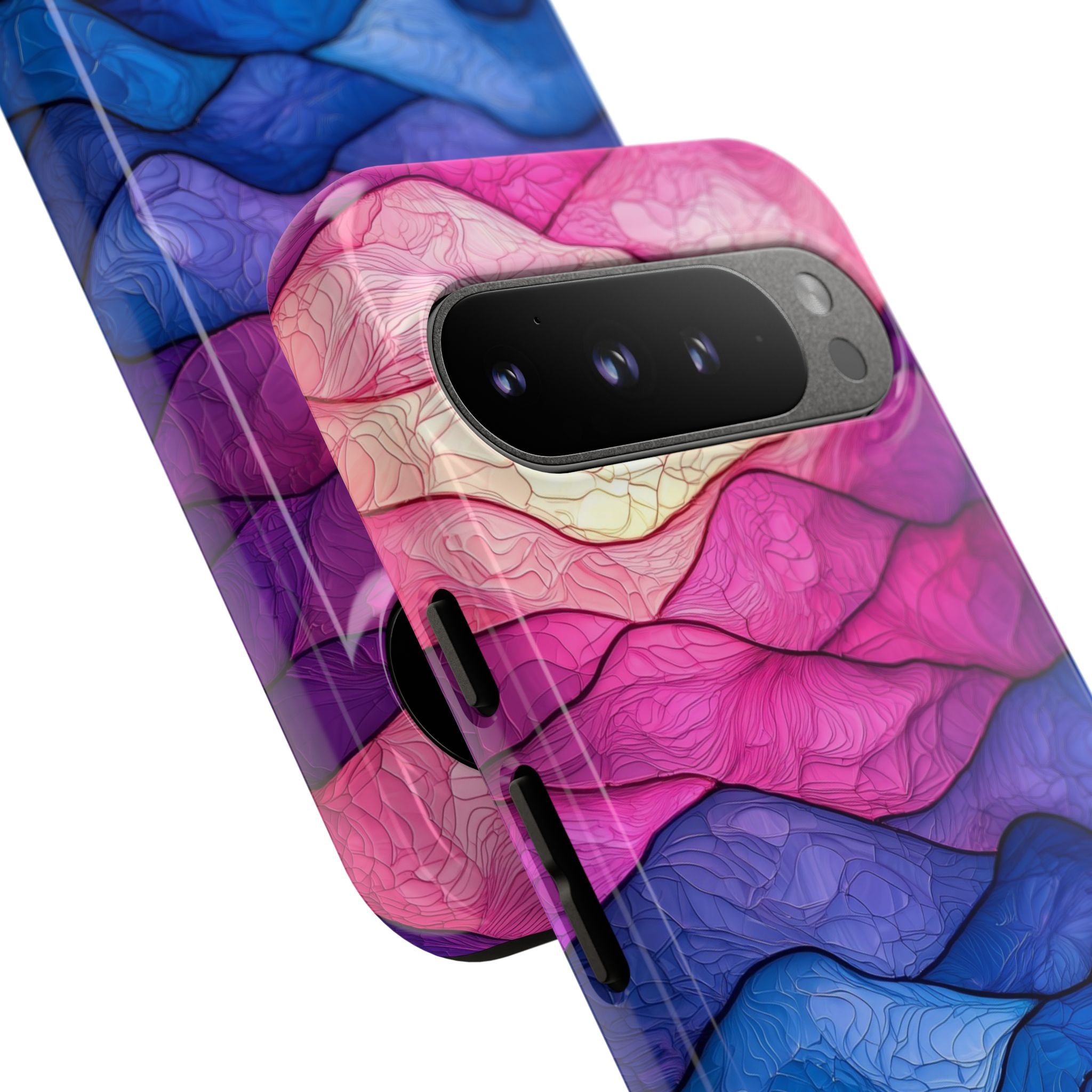 Abstract Ocean Waves Google Pixel Case — Pink & Blue Gradient Tough Case