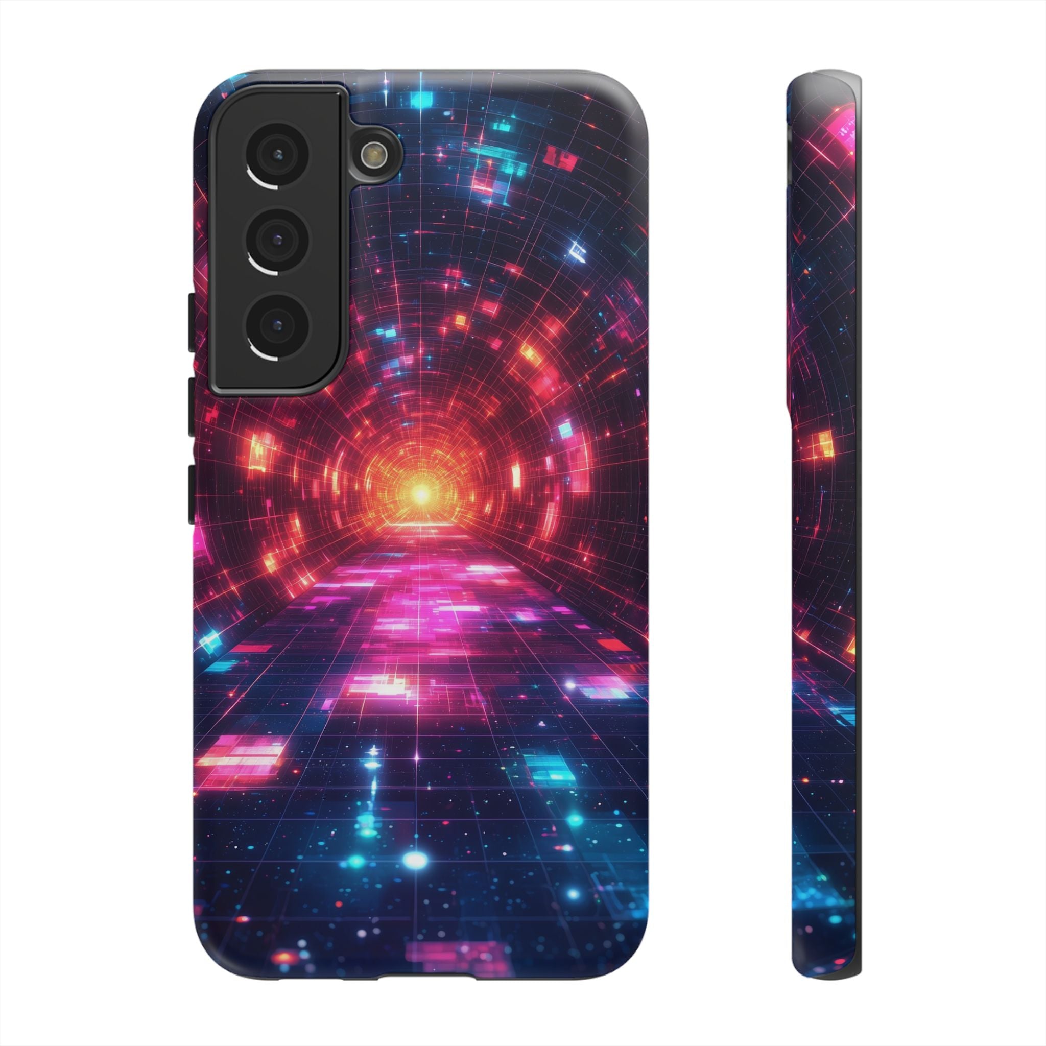 Neon Tunnel Tough Samsung Galaxy Case — Retro Futuristic Galaxy Design
