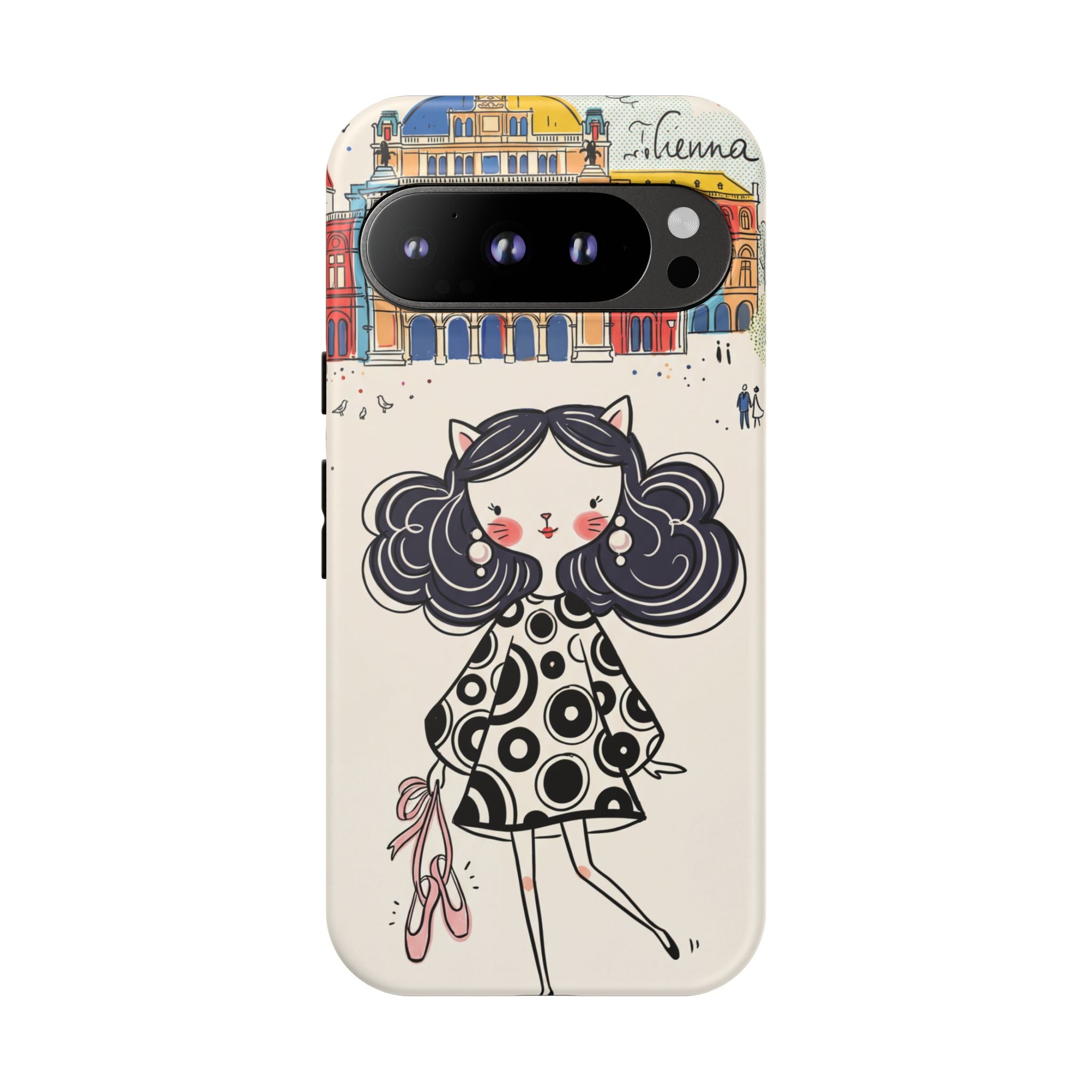 Cute Parisian Cat Girl Google Pixel Phone Case | Ballet Slippers Illustration Tough Case