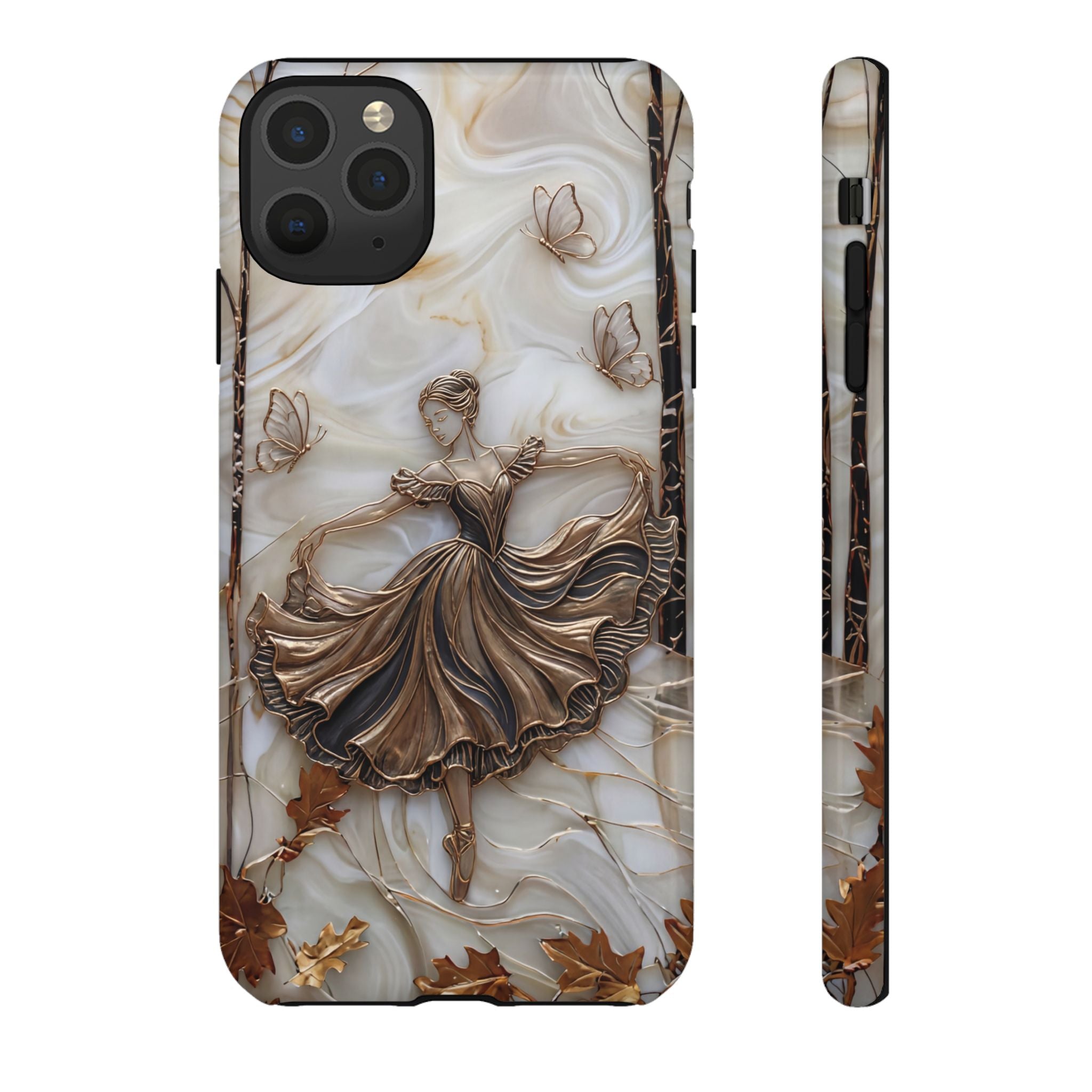 Elegant Bronze Ballerina Dance Design iPhone Case
