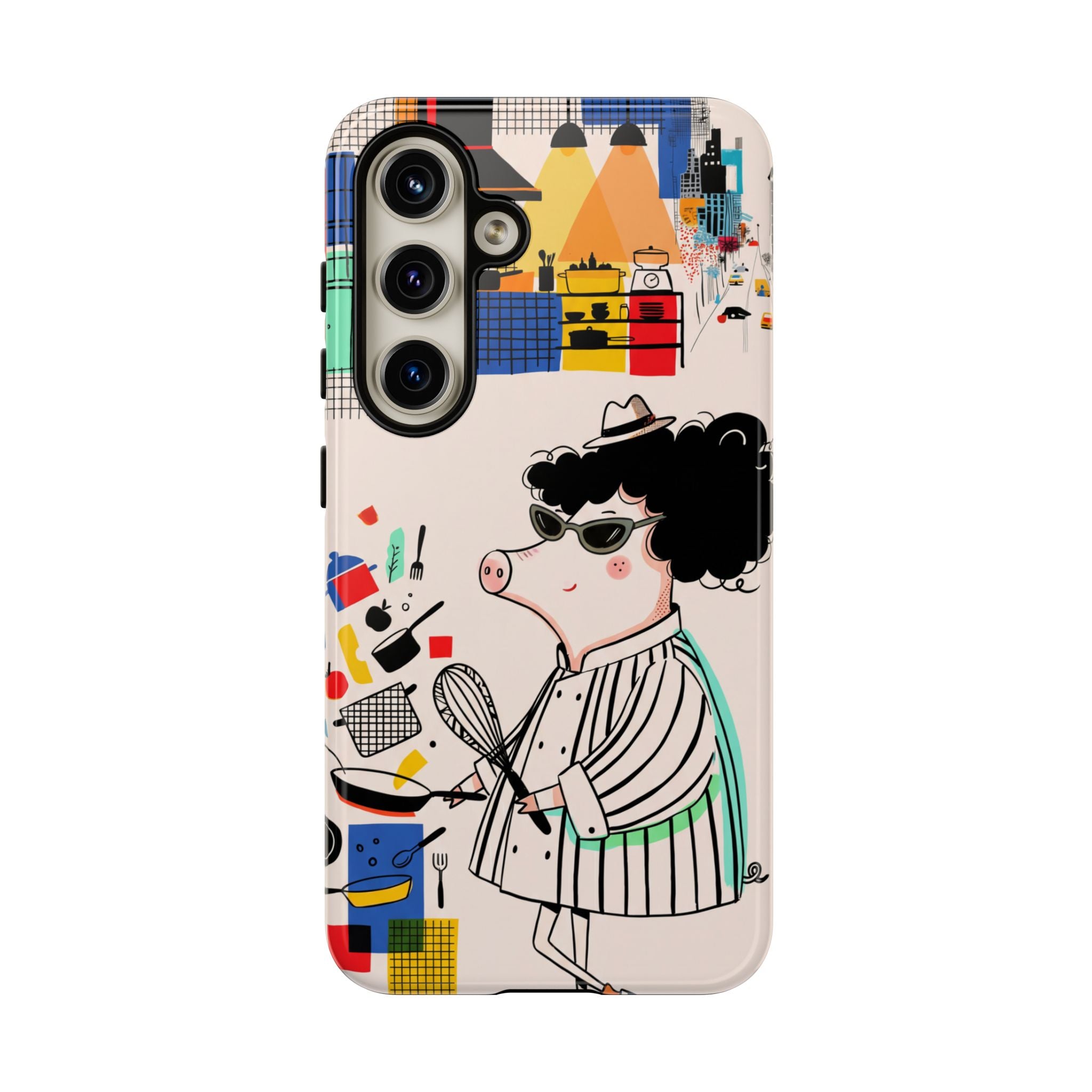 Cute Chef Pig Samsung Galaxy Phone Case | Quirky Cartoon Kitchen Art Tough Case