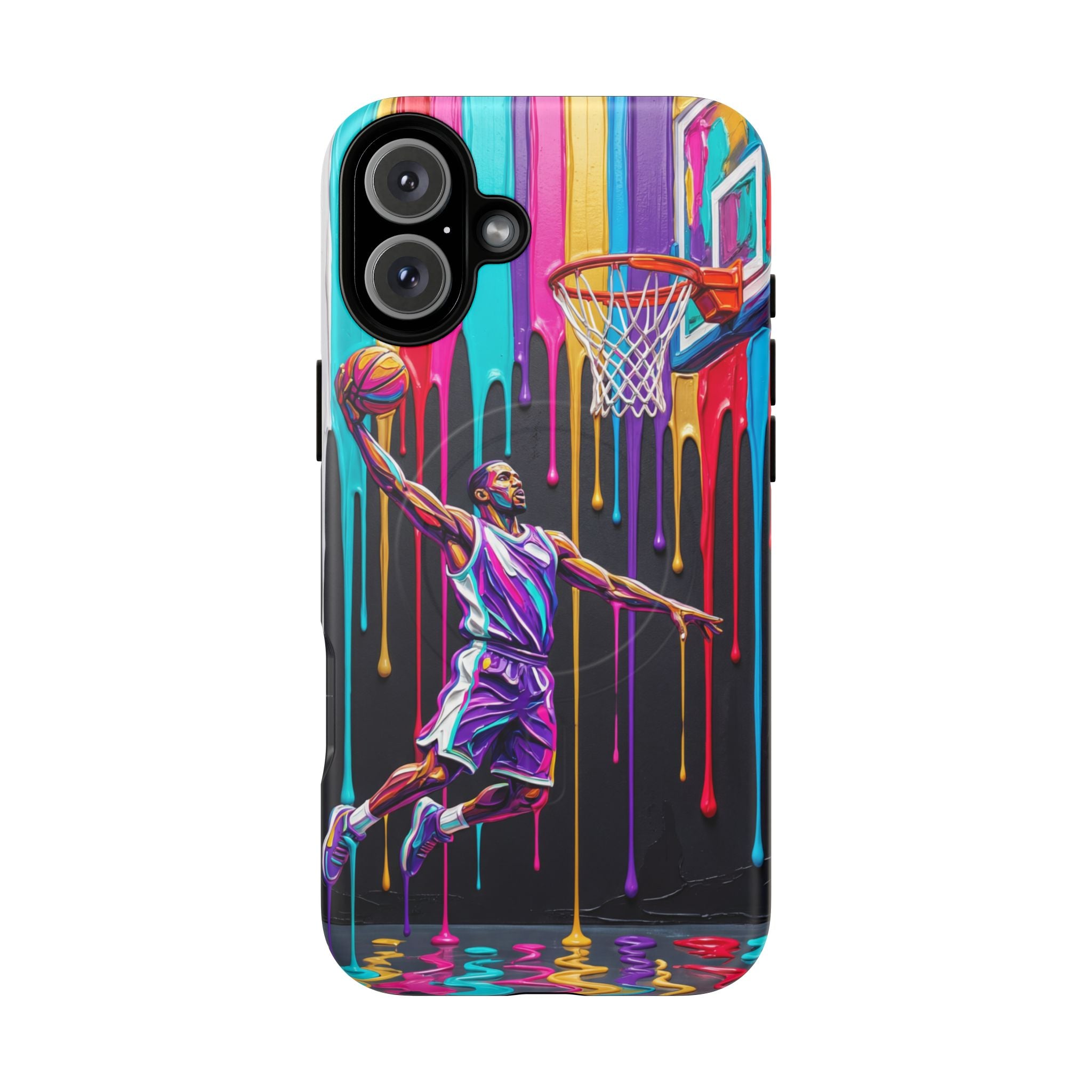 Color Splash Basketball MagSafe iPhone Case | Vibrant Drip Dunk Design