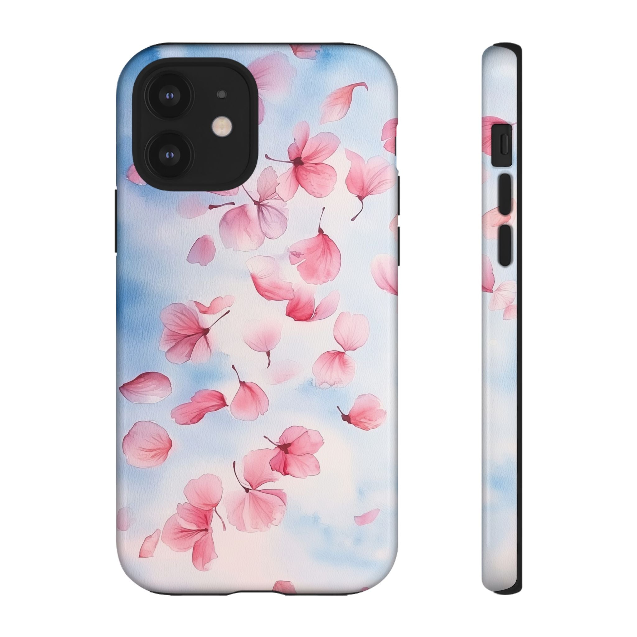 Floral Petal Tough iPhone Case | Pink Falling Blossoms