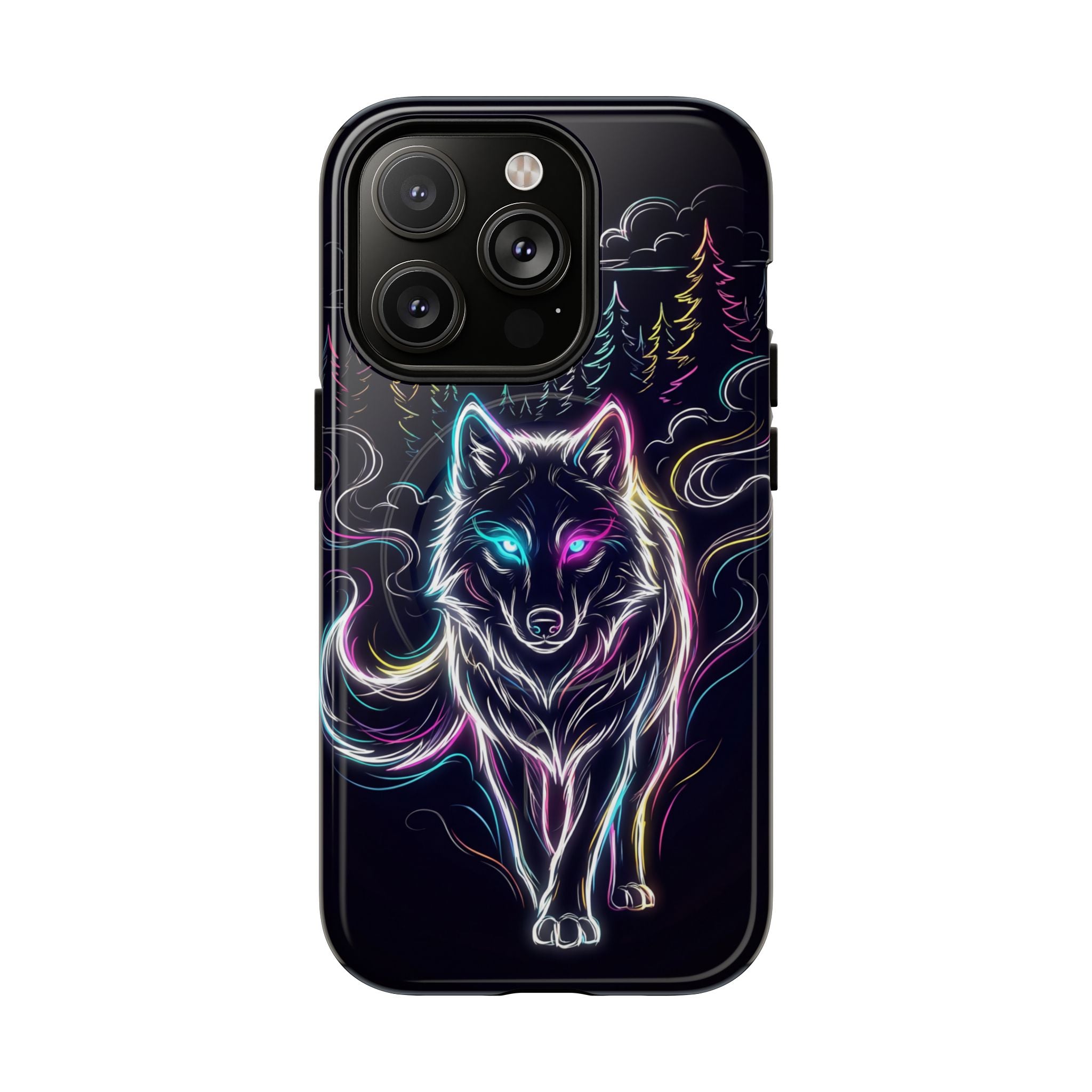 Neon Wolf MagSafe iPhone Case | Mystic Glow Protective Tough Case