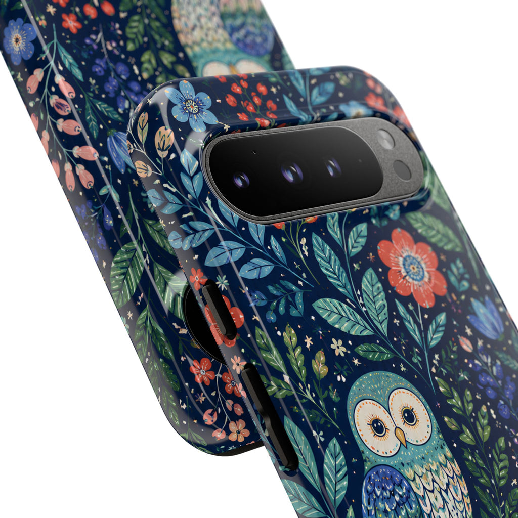 Owl Floral Google Pixel Phone Case | Navy Botanical Protective Phone Cover