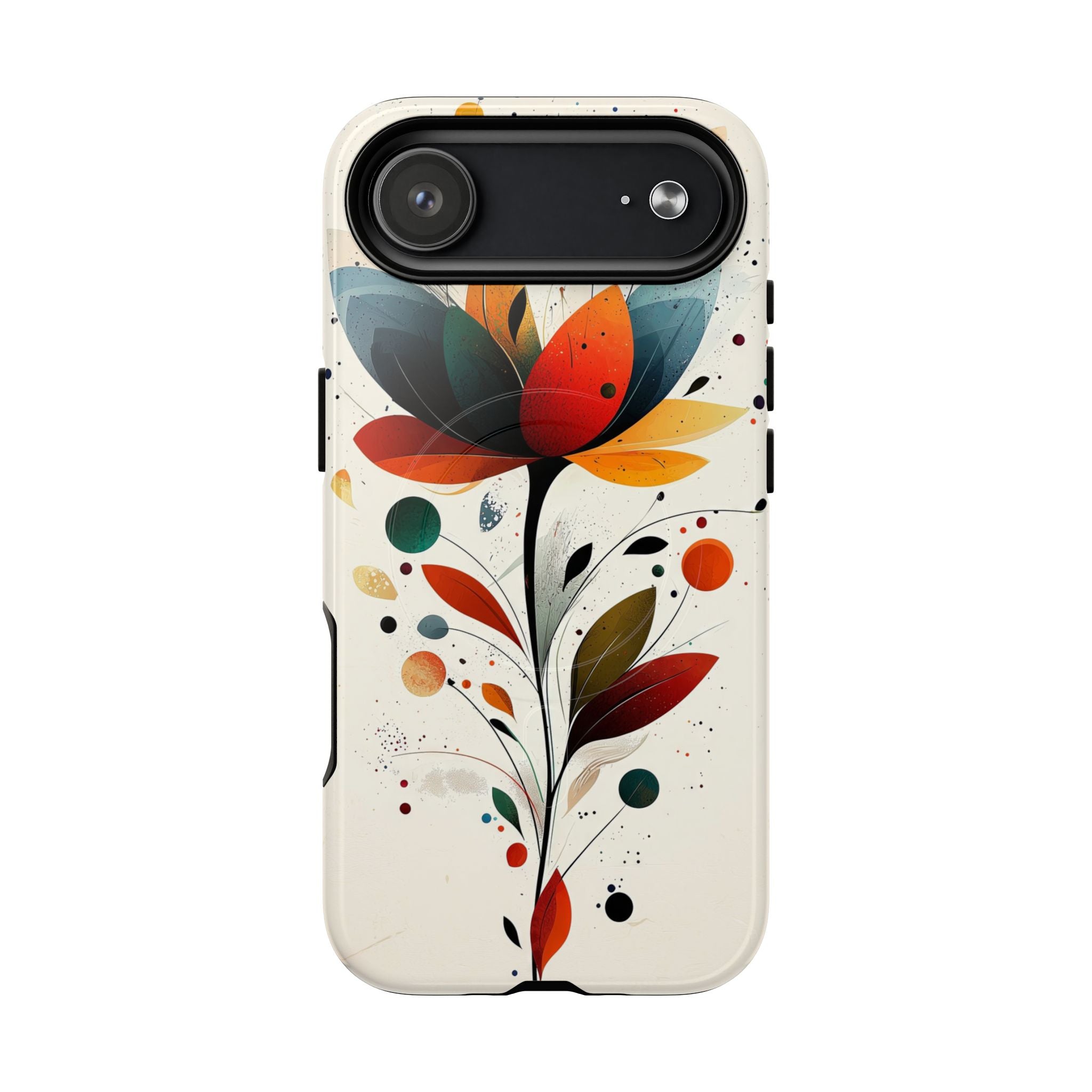 Custodia MagSafe resistente per iPhone con motivo astratto floreale | Arte del loto colorato