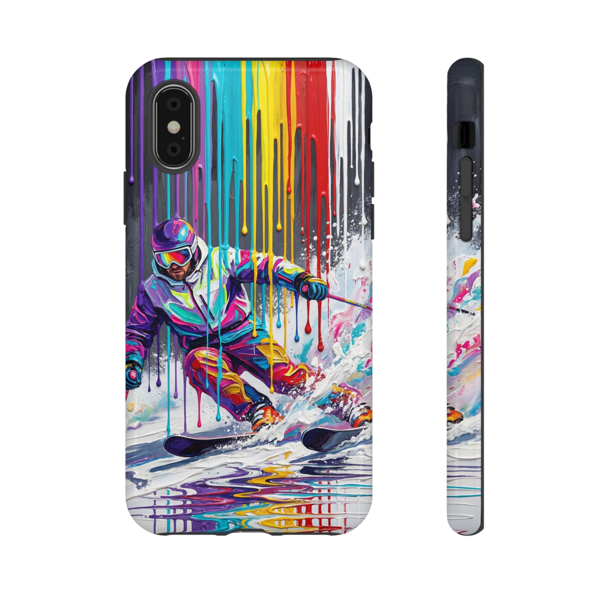 Colourful Skiing Drip Art Tough iPhone Case
