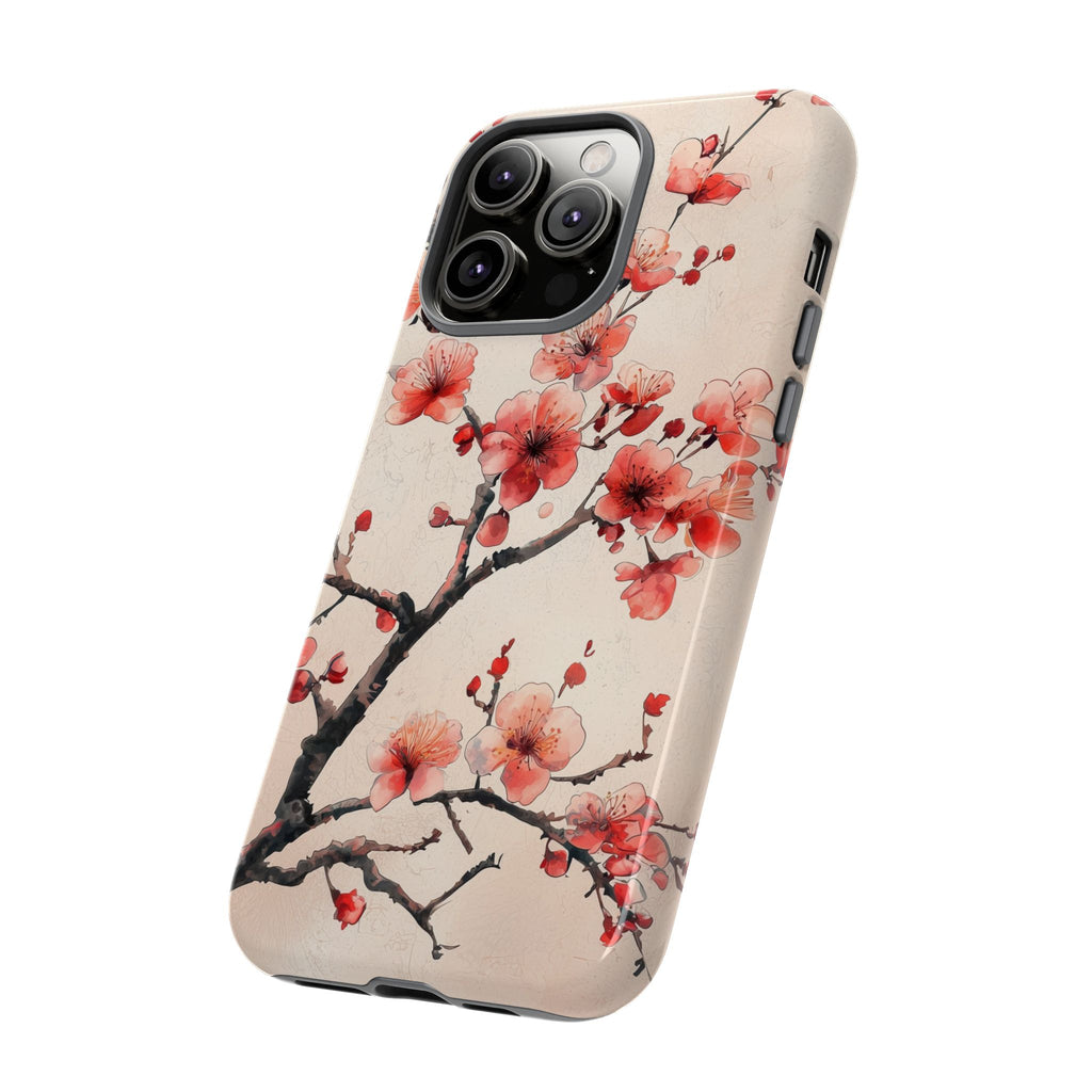 Cherry Blossom iPhone Case | Floral Tough Case with Pink Blossom Branch Design
