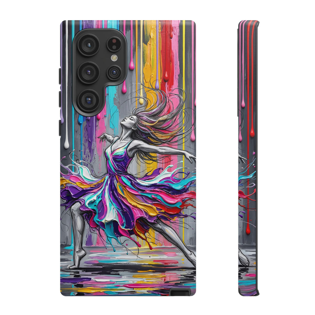 Colorful Dancer Tough Samsung Galaxy Phone Case | Vibrant Drip Art Protective Cover