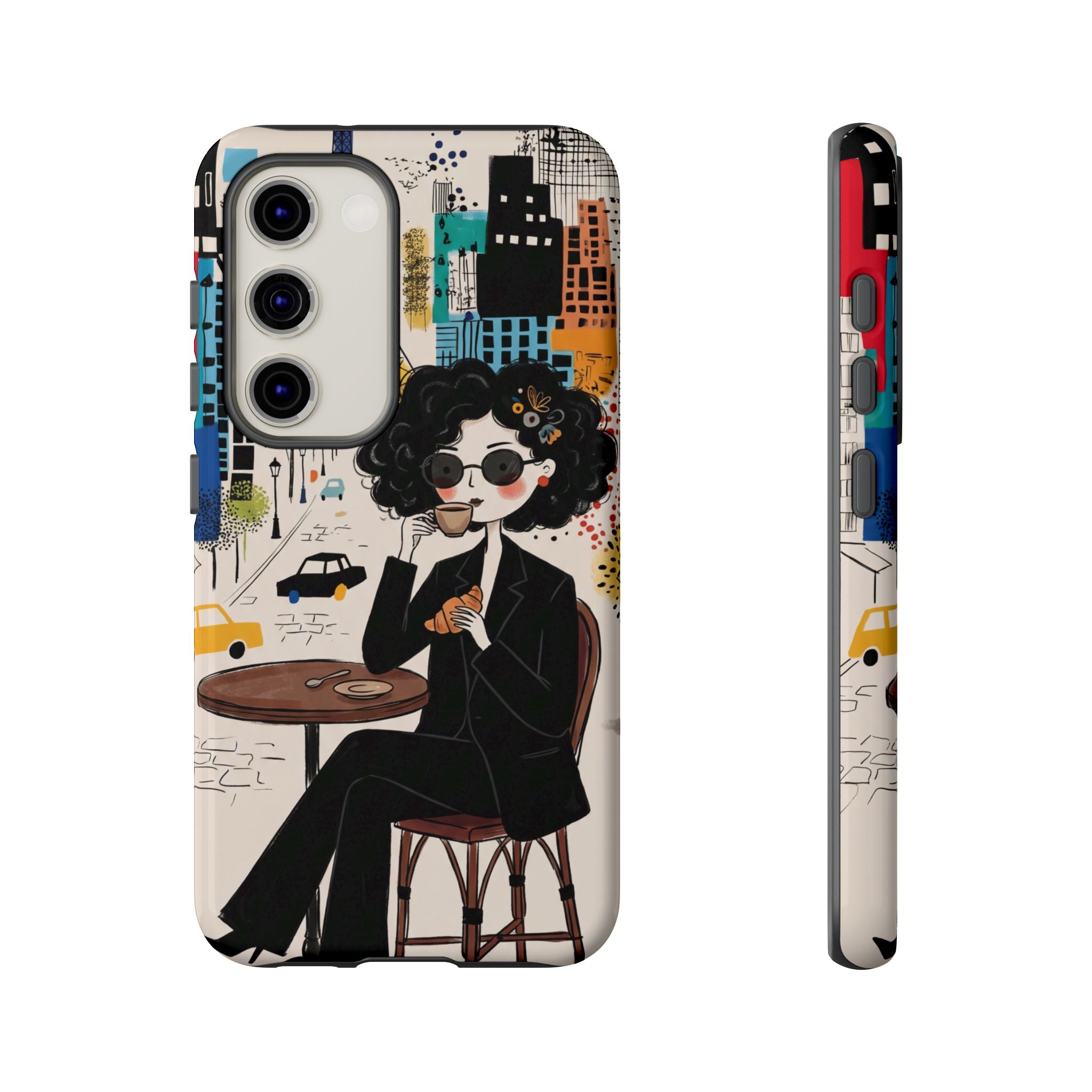 Paris Cafe Chic Samsung Galaxy Phone Case | Stylish Woman Illustration iPhone Cover