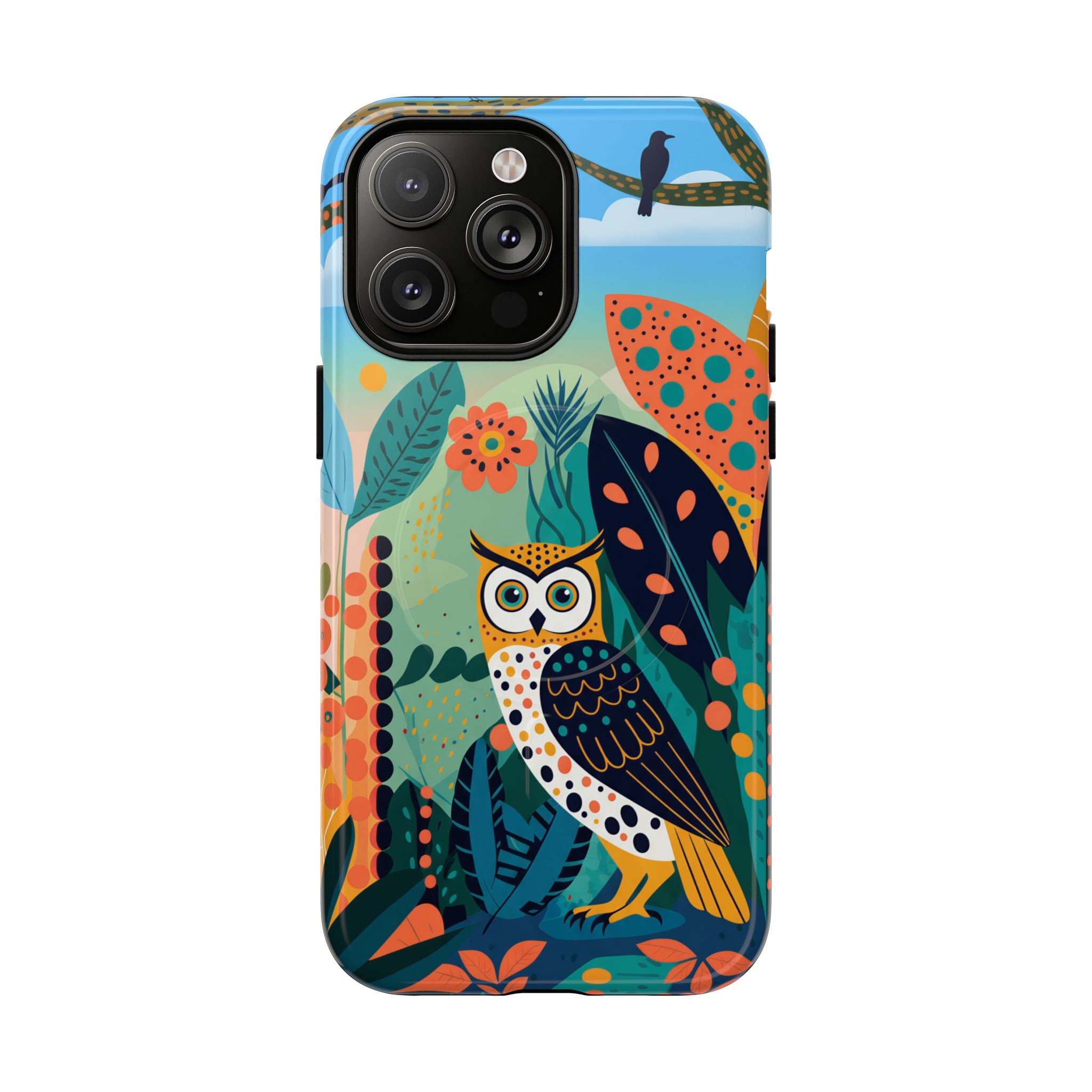 Botanical Forest Colourful Owl MagSafe iPhone Case