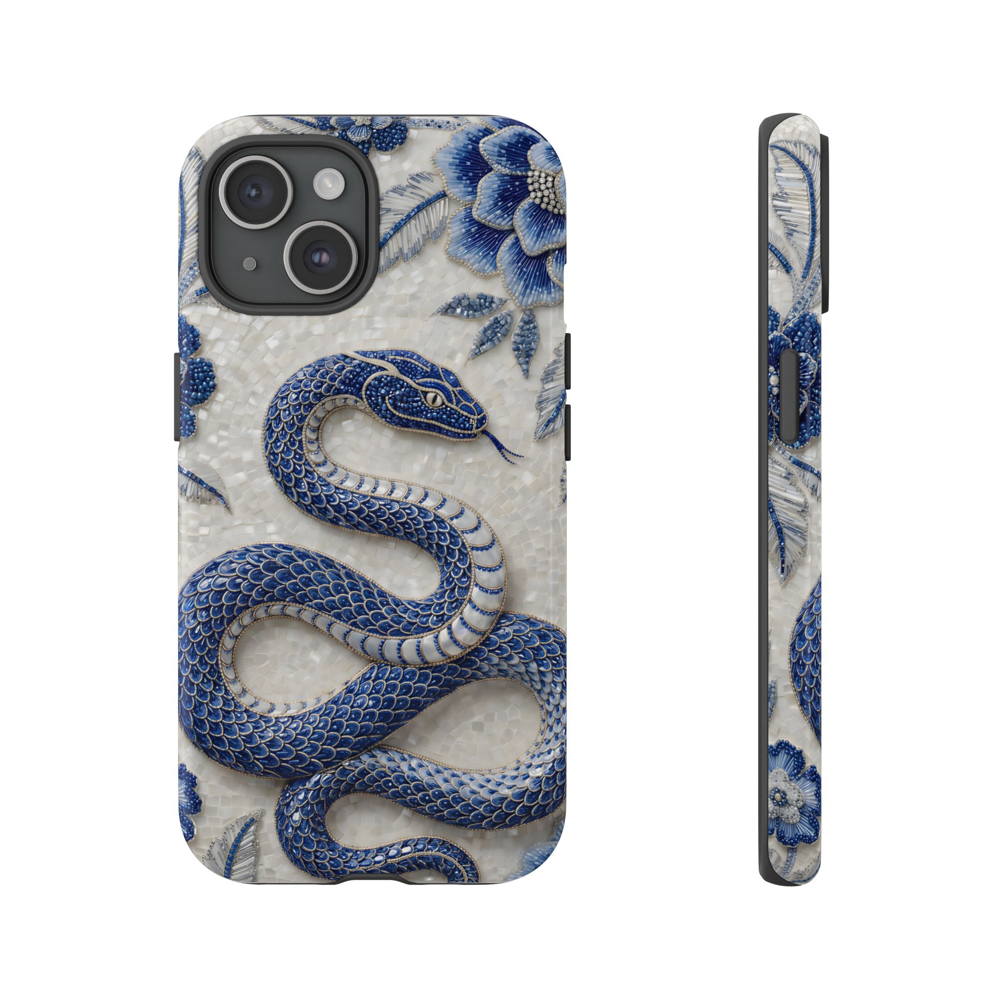 Asian Zodiac Snake iPhone Case | Blue & White Porcelain Slim Shockproof Case | Year of the Snake