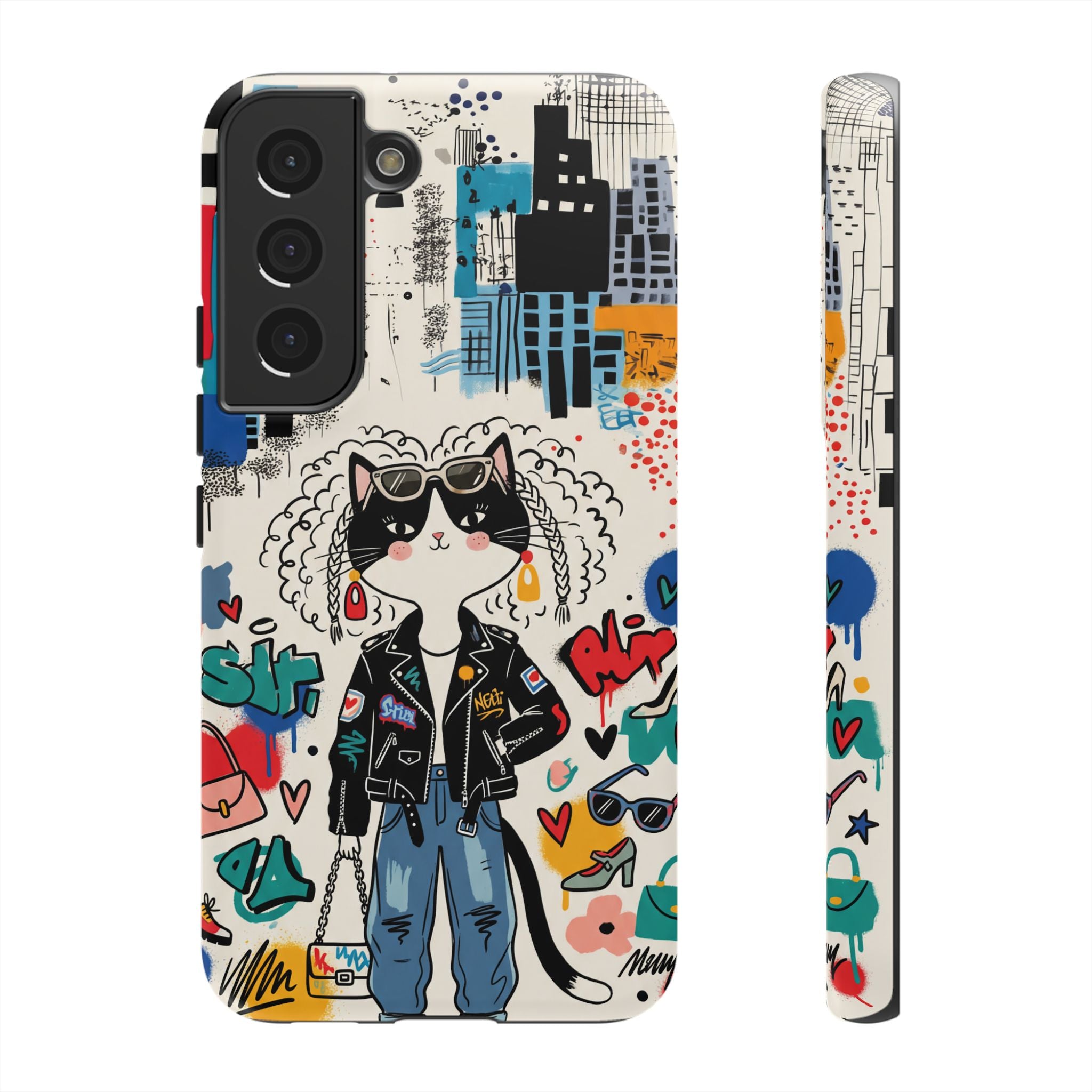 Punk City Cat Graffiti Design Samsung Galaxy Phone Case