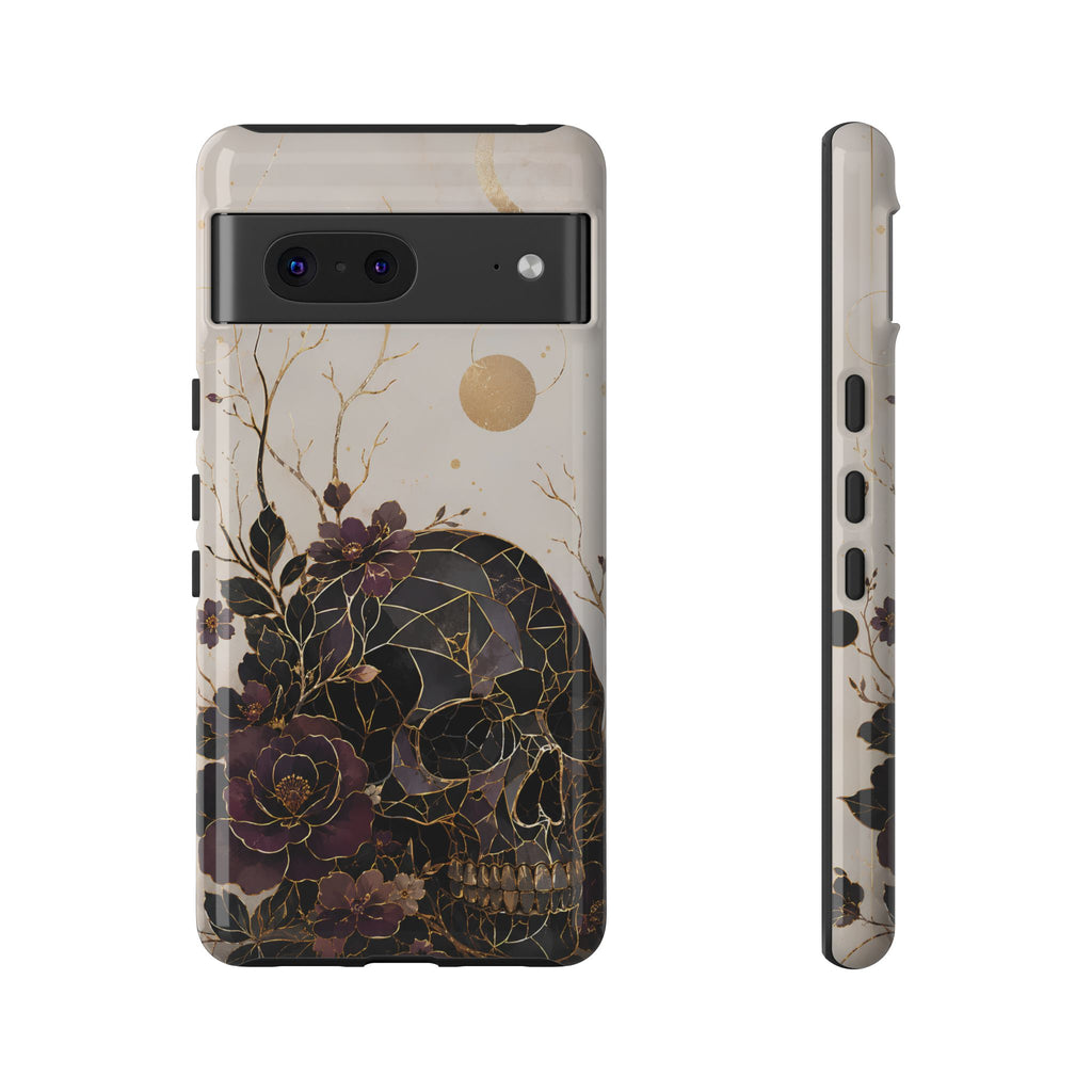 Gothic Skull Google Pixel Phone Case | Dark Floral Rose Art Cover
