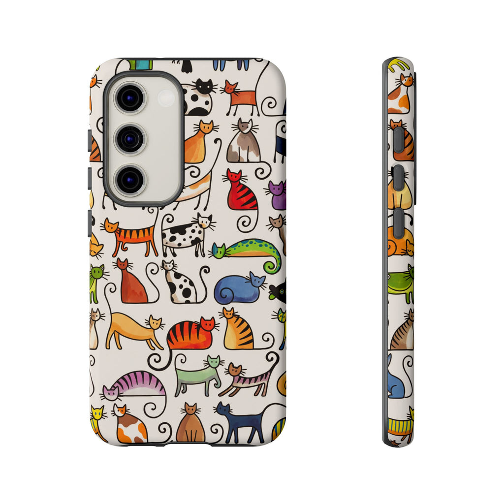 Cat Pattern Tough Samsung Galaxy Case | Colourful Cartoon Cats