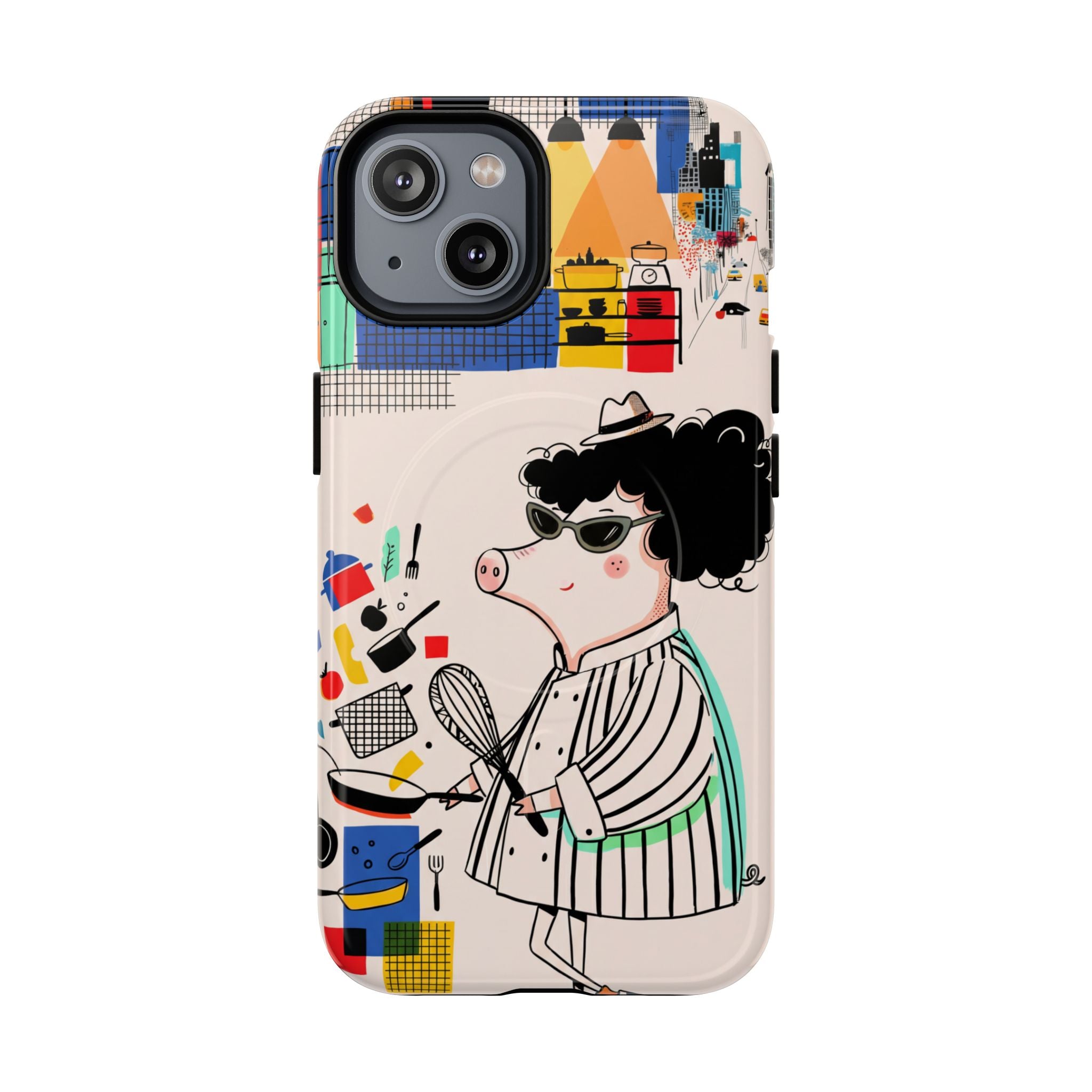 Cute Chef Pig MagSafe iPhone Case | Quirky Cartoon Kitchen Art Tough Case