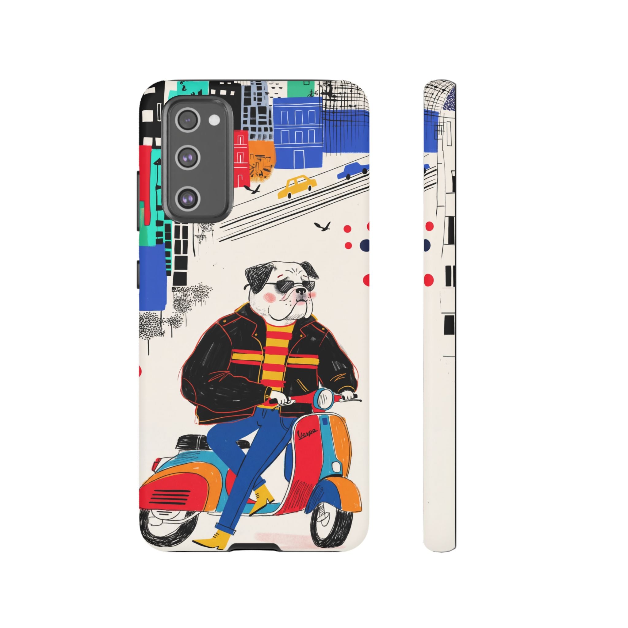 Bulldog Vespa Samsung Galaxy Phone Case | Retro Scooter Dog Protective Cover