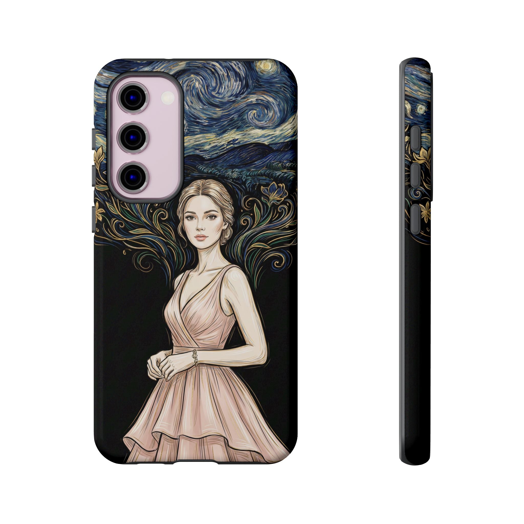 Art Nouveau Starry Night Samsung Galaxy Phone Case | Elegant Woman Illustration Tough Case