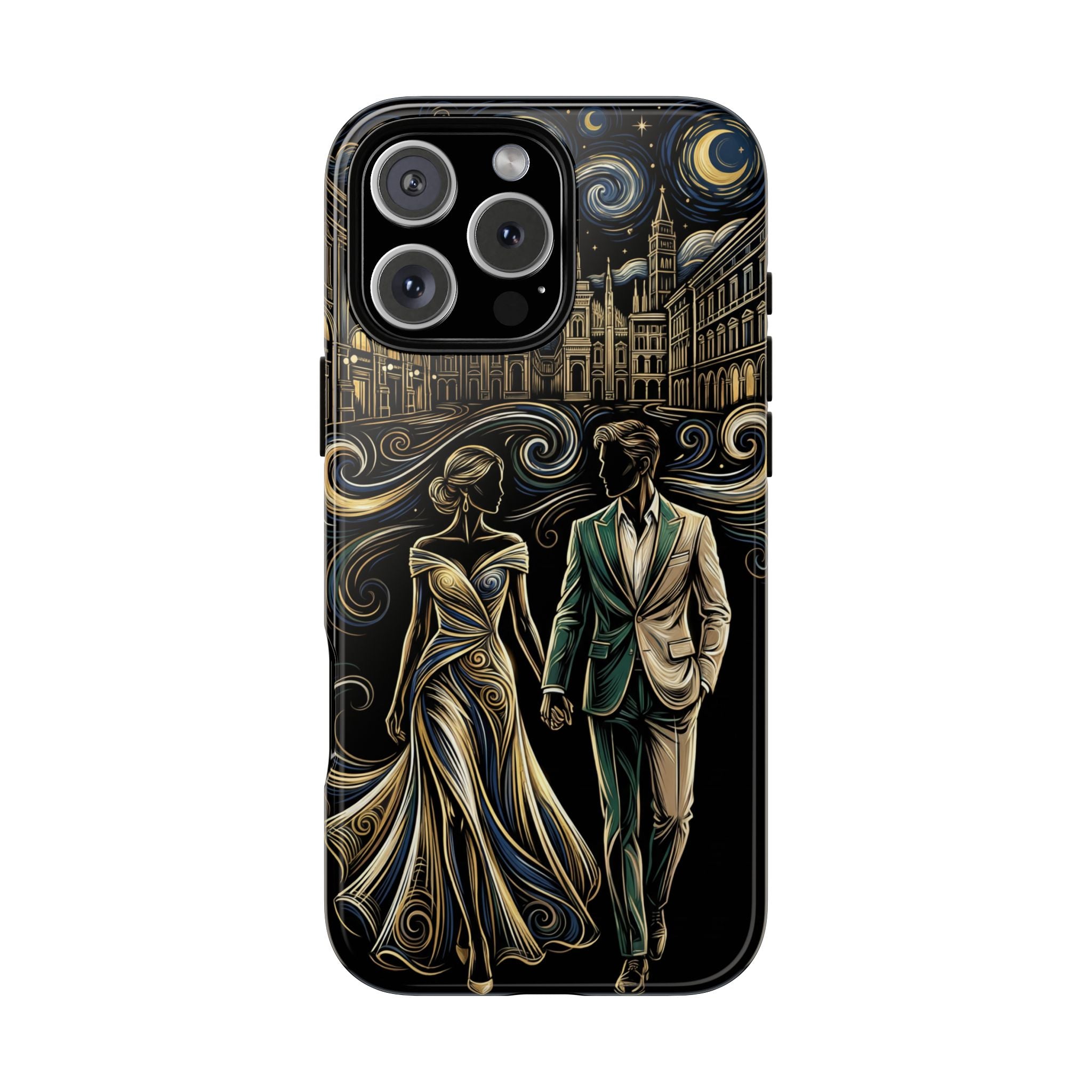 Romantic Night Walk iPhone Case | Elegant Couple Art