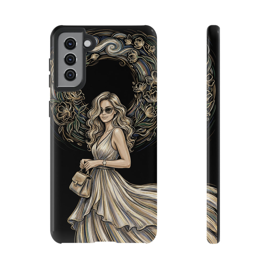 Custodia per telefono Samsung Galaxy robusta con ghirlanda floreale donna elegante