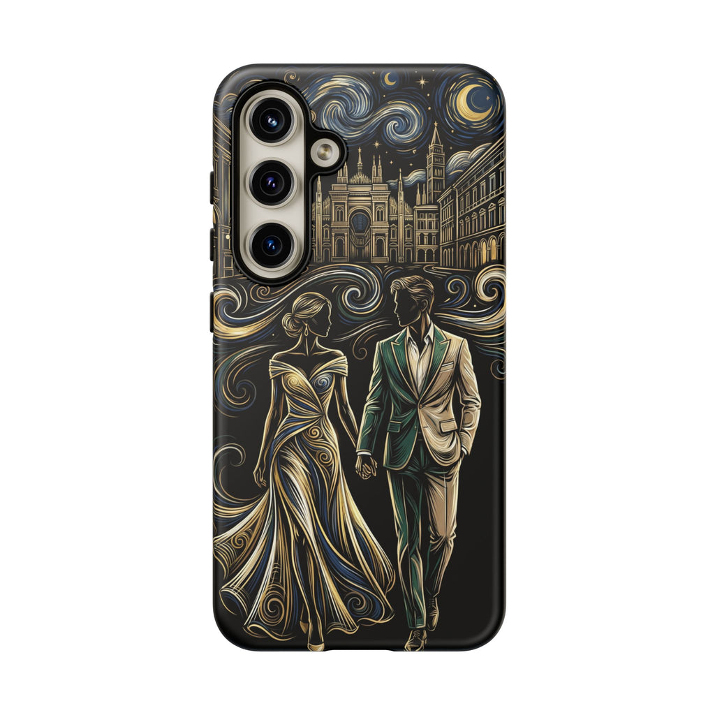 Romantic Night Walk Samsung Galaxy Phone Case | Elegant Couple Art