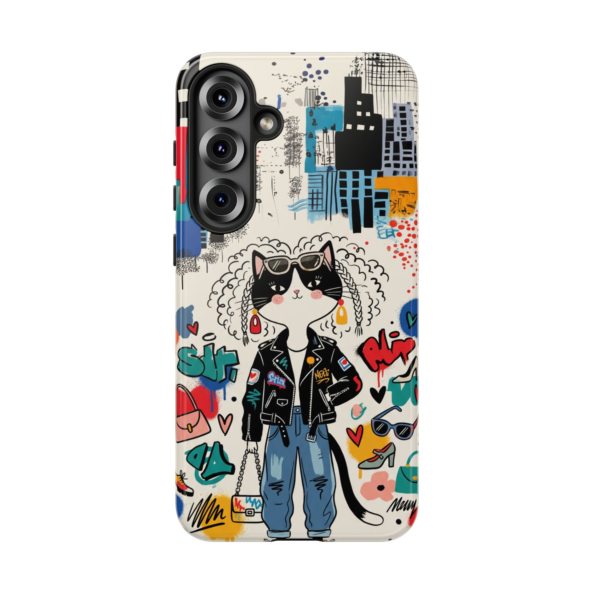 Punk City Cat Graffiti Design Samsung Galaxy Phone Case