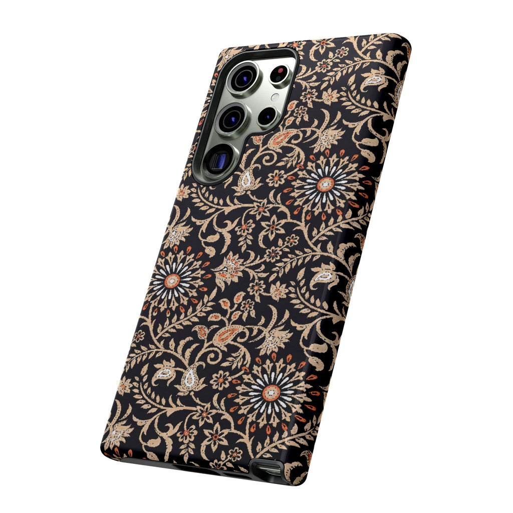 Batik Floral Black Ornate Daisies Tough Samsung Galaxy Case