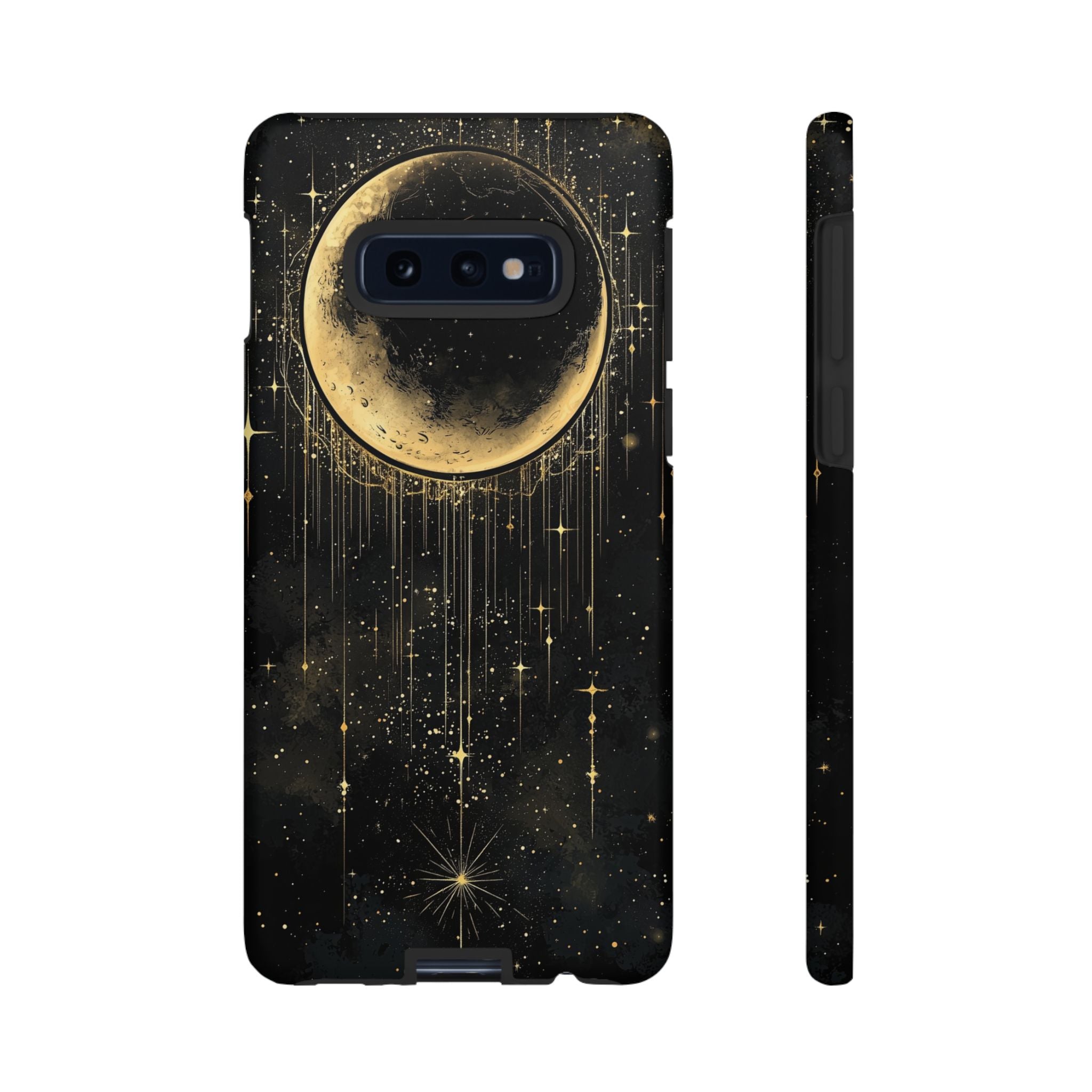 Moonlit Crescent Tough Samsung Galaxy Case | Gold Stars Night Sky