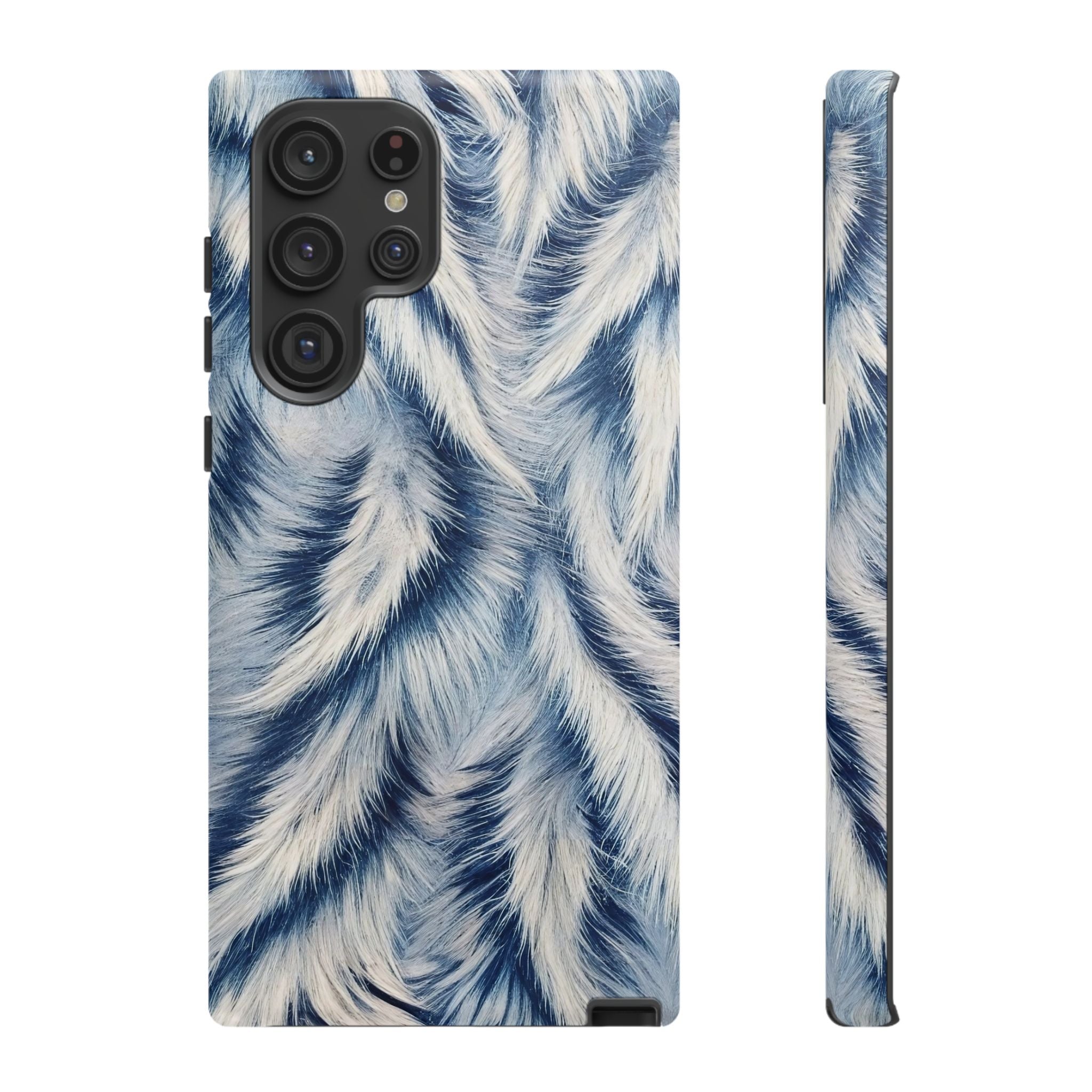 Blue Faux Fur Texture Protective Tough Samsung Galaxy Case