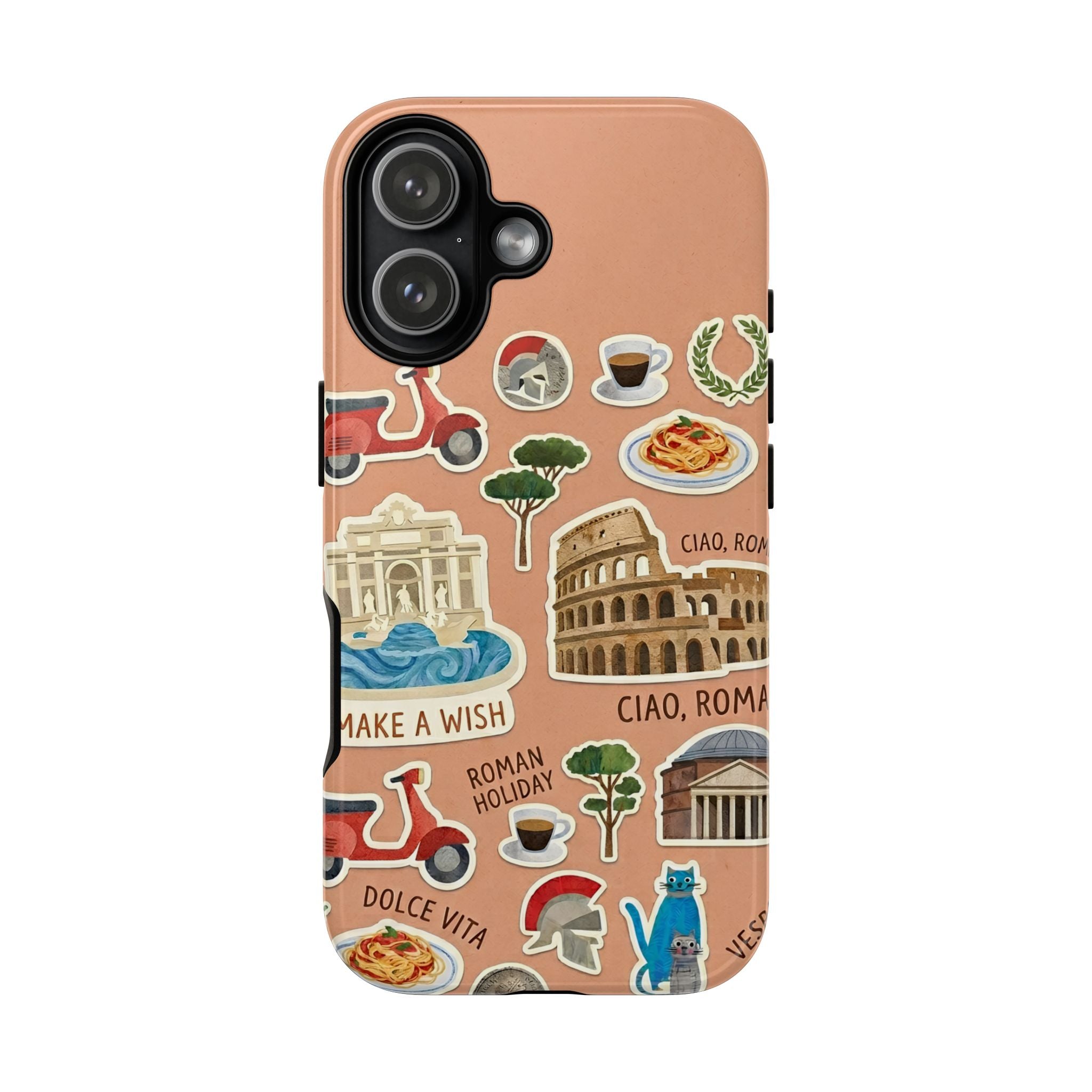 Rome Italy Travel Tough iPhone Case | Terracotta Scrapbook Sticker Cover