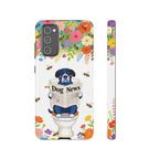 Dog News Floral Samsung Galaxy Phone Case | Cute Dog on Toilet Pattern, Spring Floral