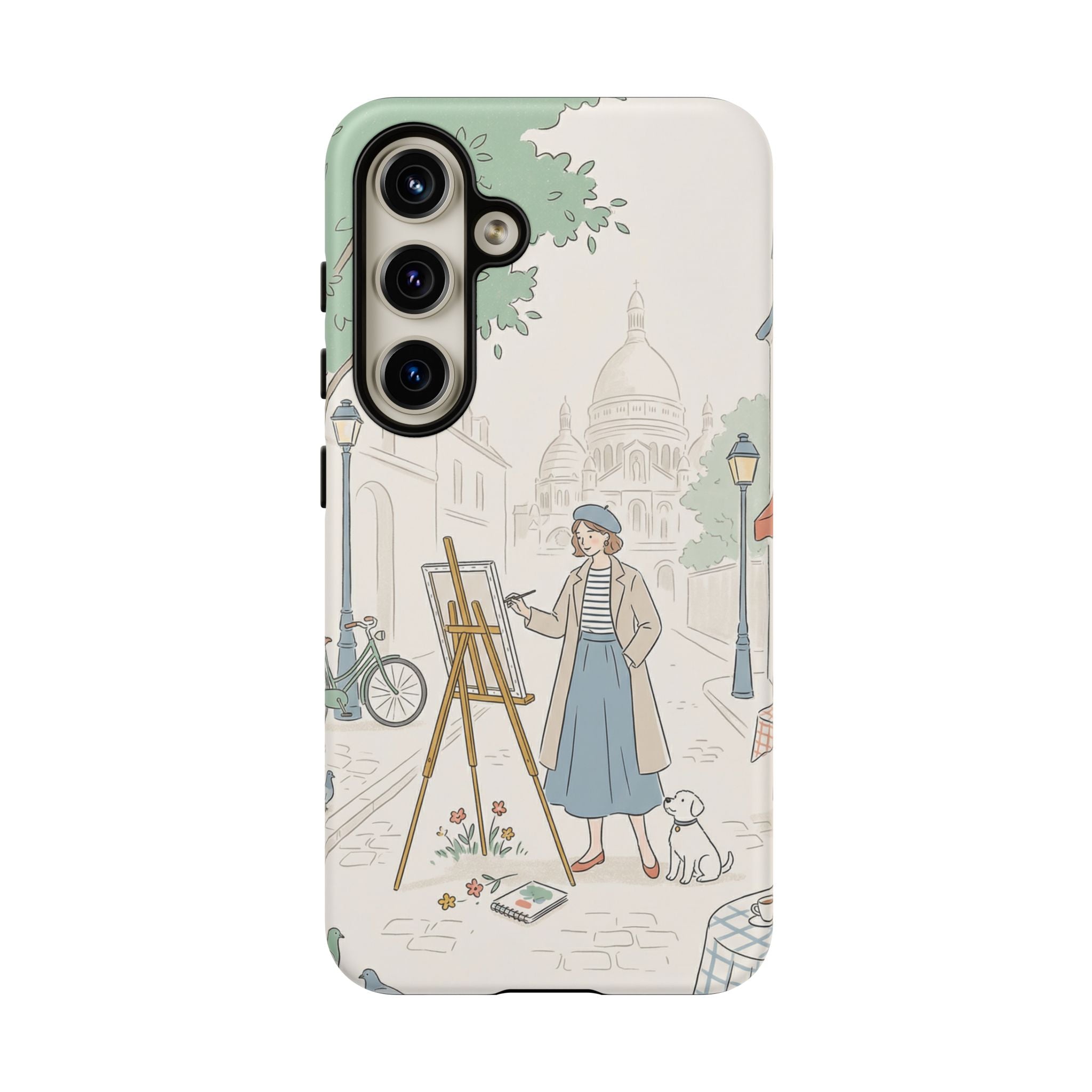 Artist in Paris Samsung Galaxy Phone Case | Vintage Painter Street Scene Protective Cover