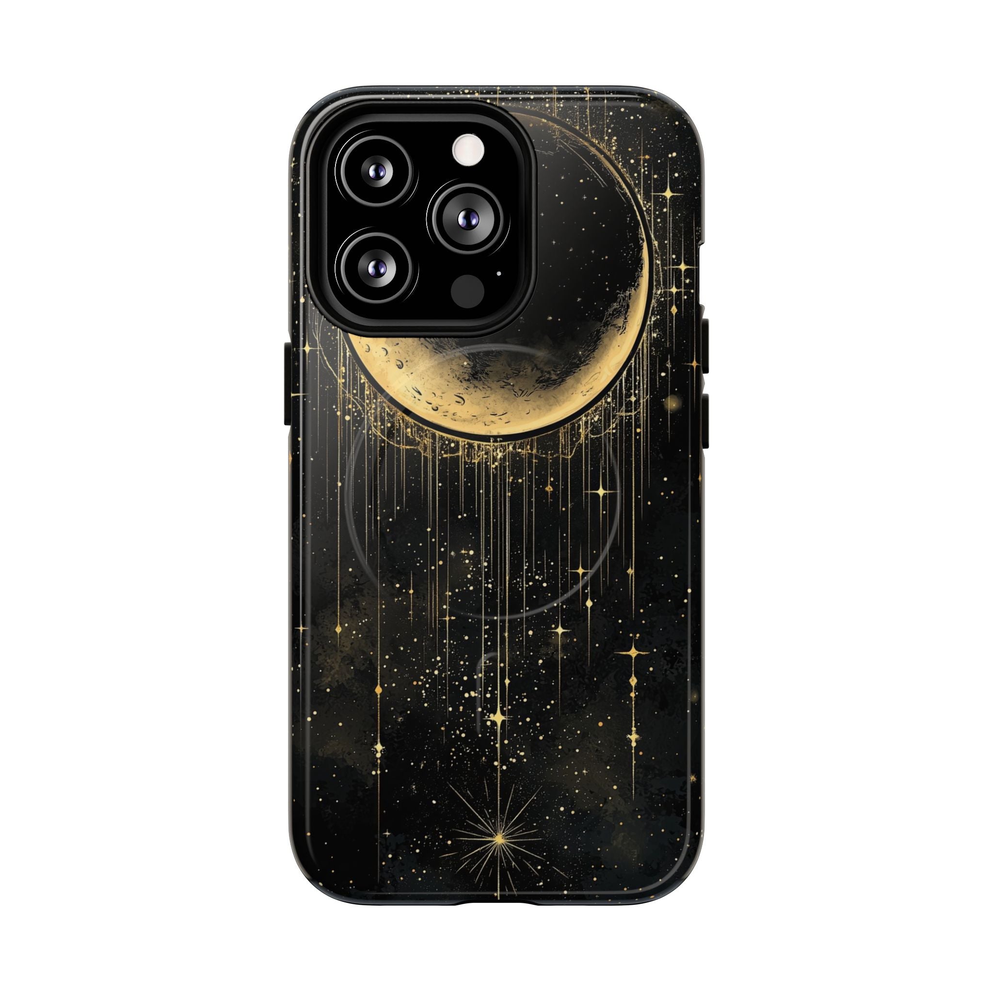 Custodia resistente MagSafe per iPhone Moonlit Crescent | Cielo notturno con stelle dorate