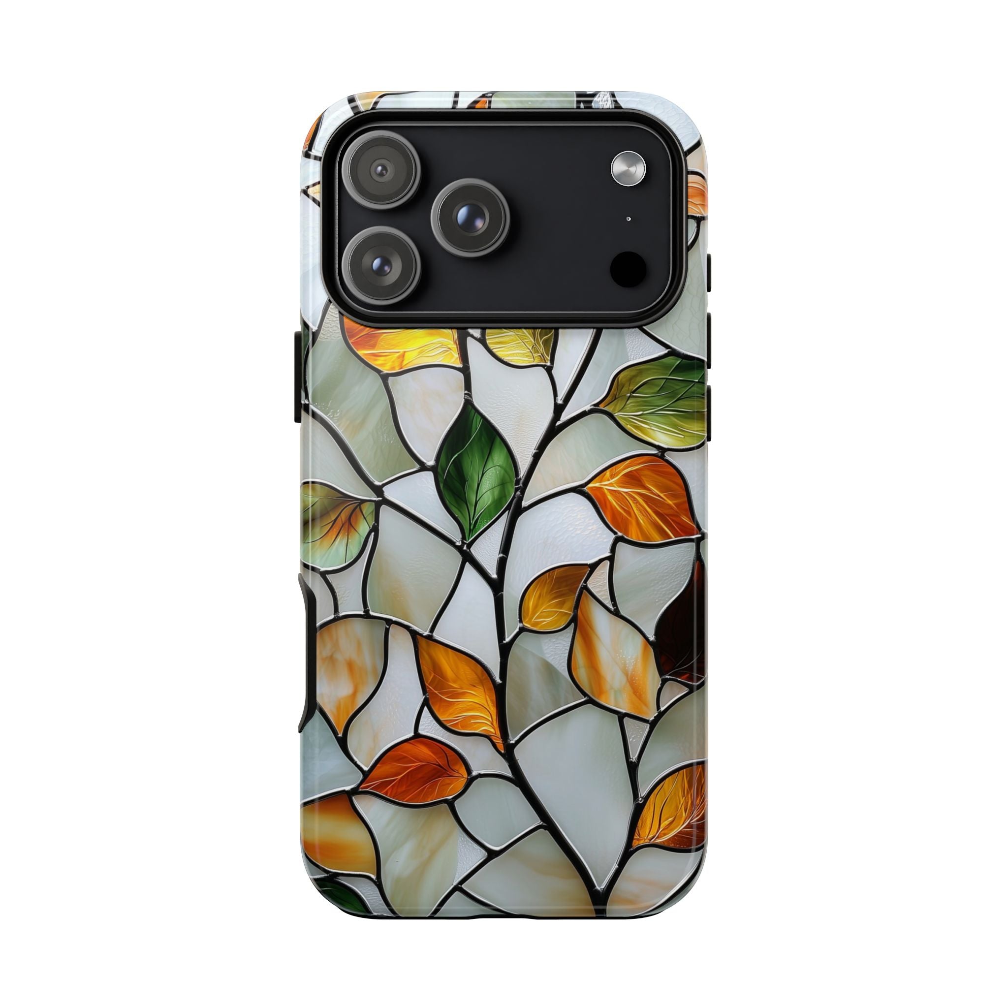 Stained Glass Autumn Leaves Mosaic iPhone Case