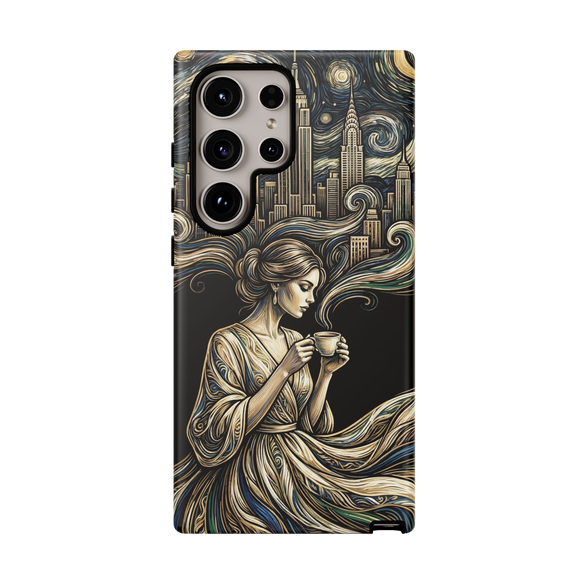 Vintage Cityscape Woman Tea Art Samsung Galaxy Phone Case