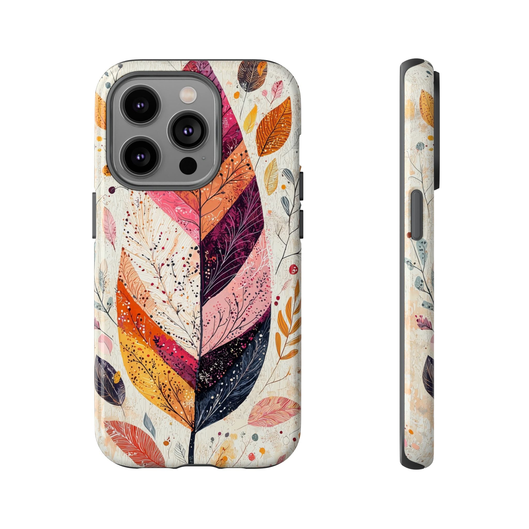 Autumn Leaf Tough iPhone Case | Watercolour Feathered Fall Design