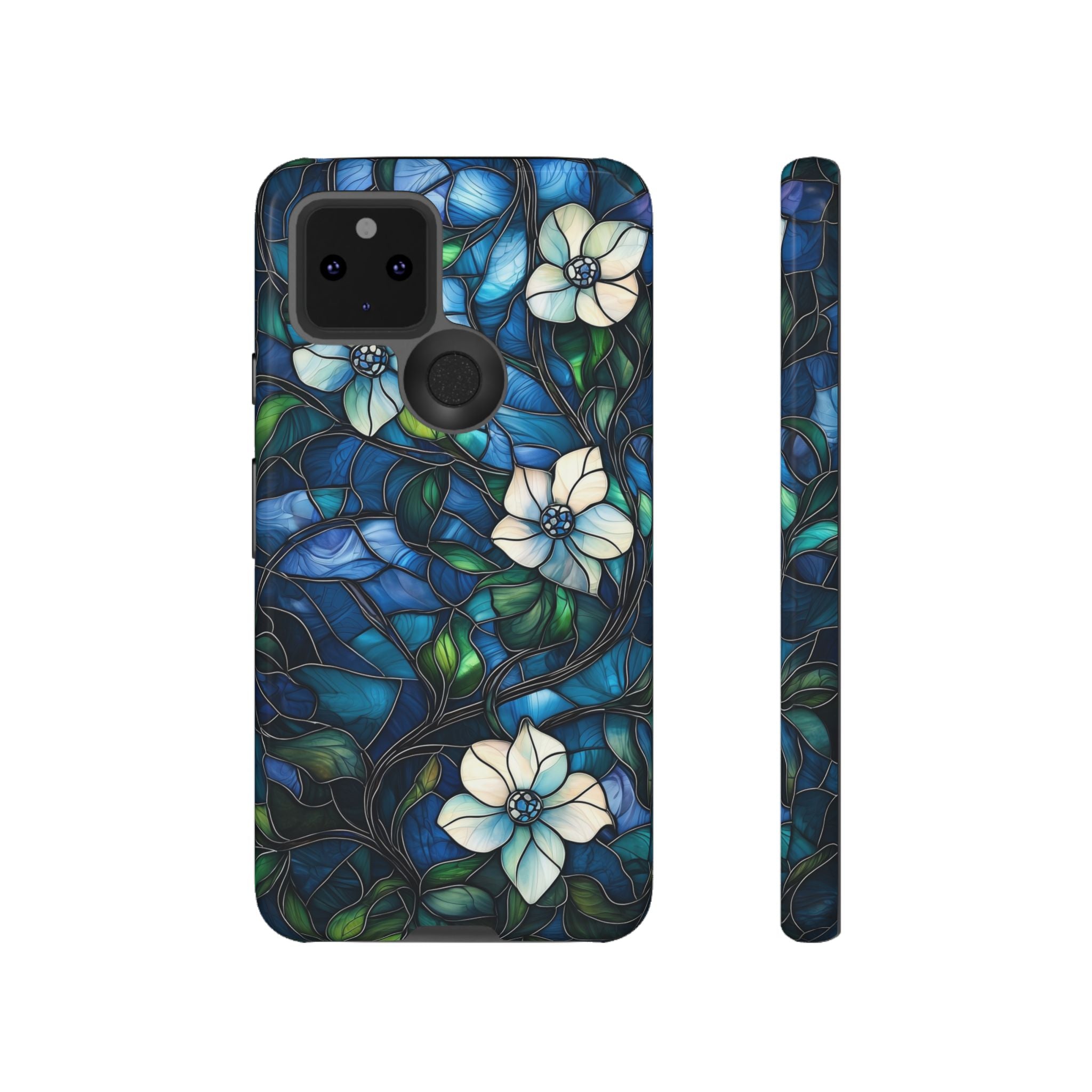 Floral Stained Glass Google Pixel Case – Blue Garden