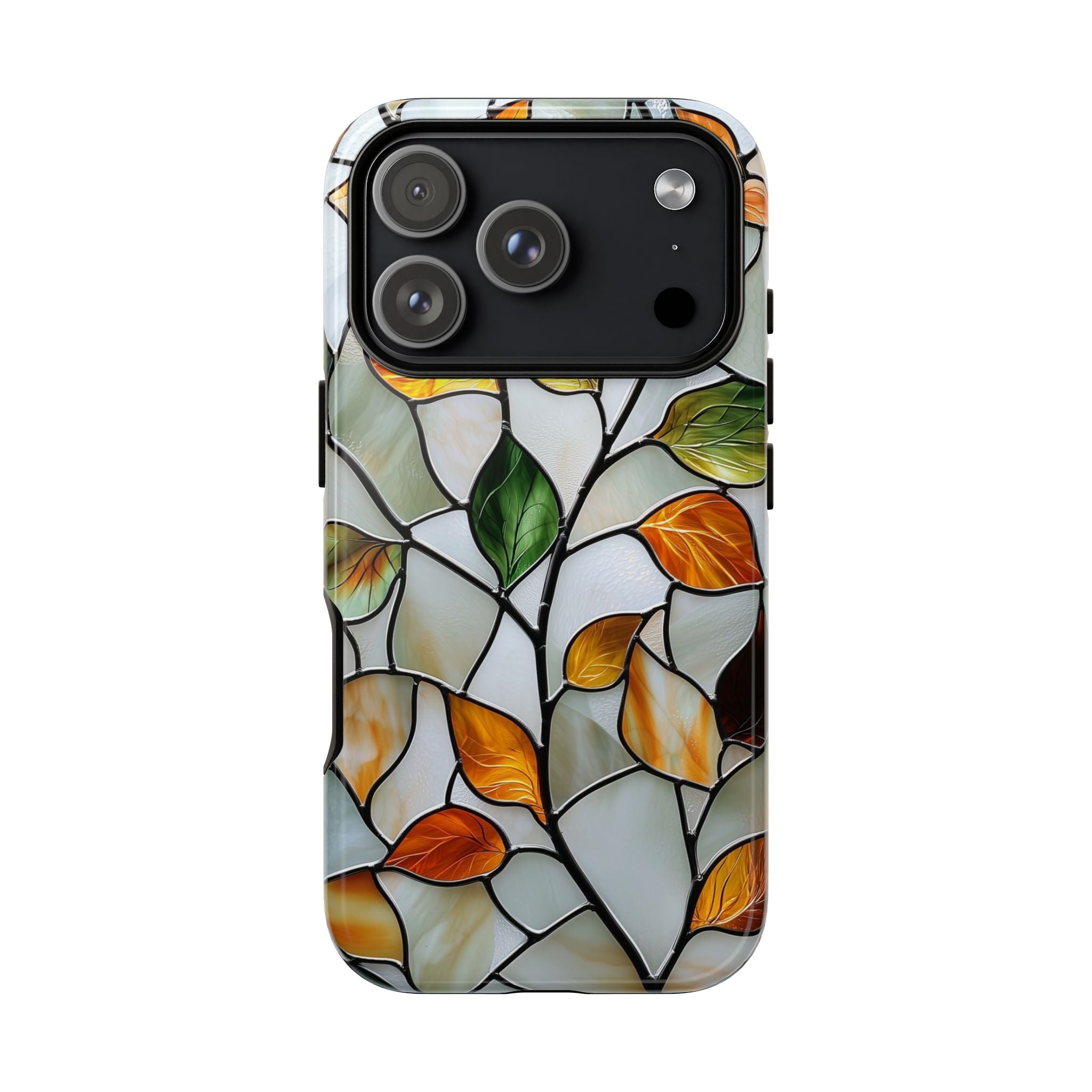 Stained Glass Autumn Leaves Mosaic iPhone Case