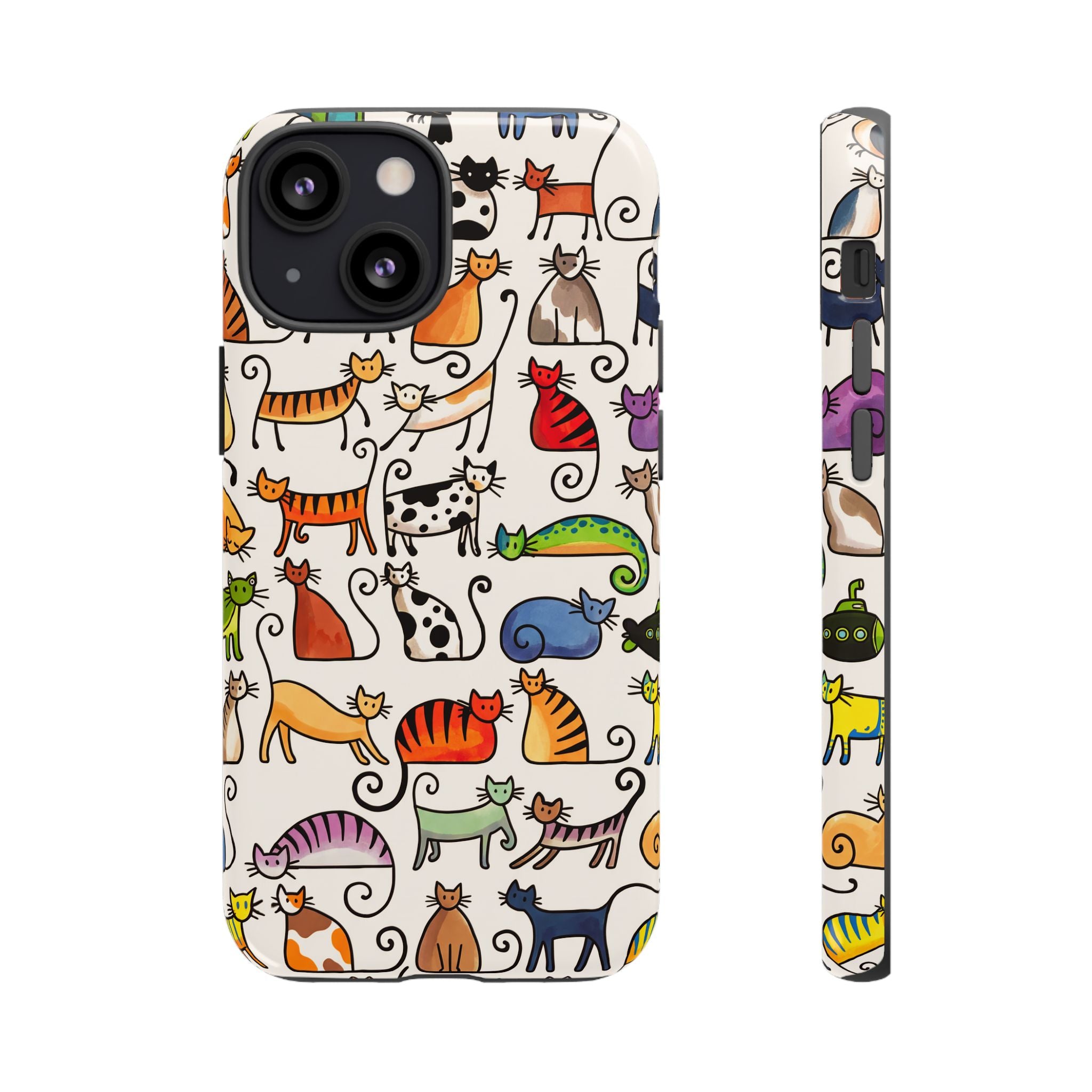 Cat Pattern Tough iPhone Case | Colourful Cartoon Cats