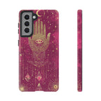 Mystic Hamsa Samsung Galaxy Case | Gold Palm & All-Seeing Eye on Magenta Galaxy