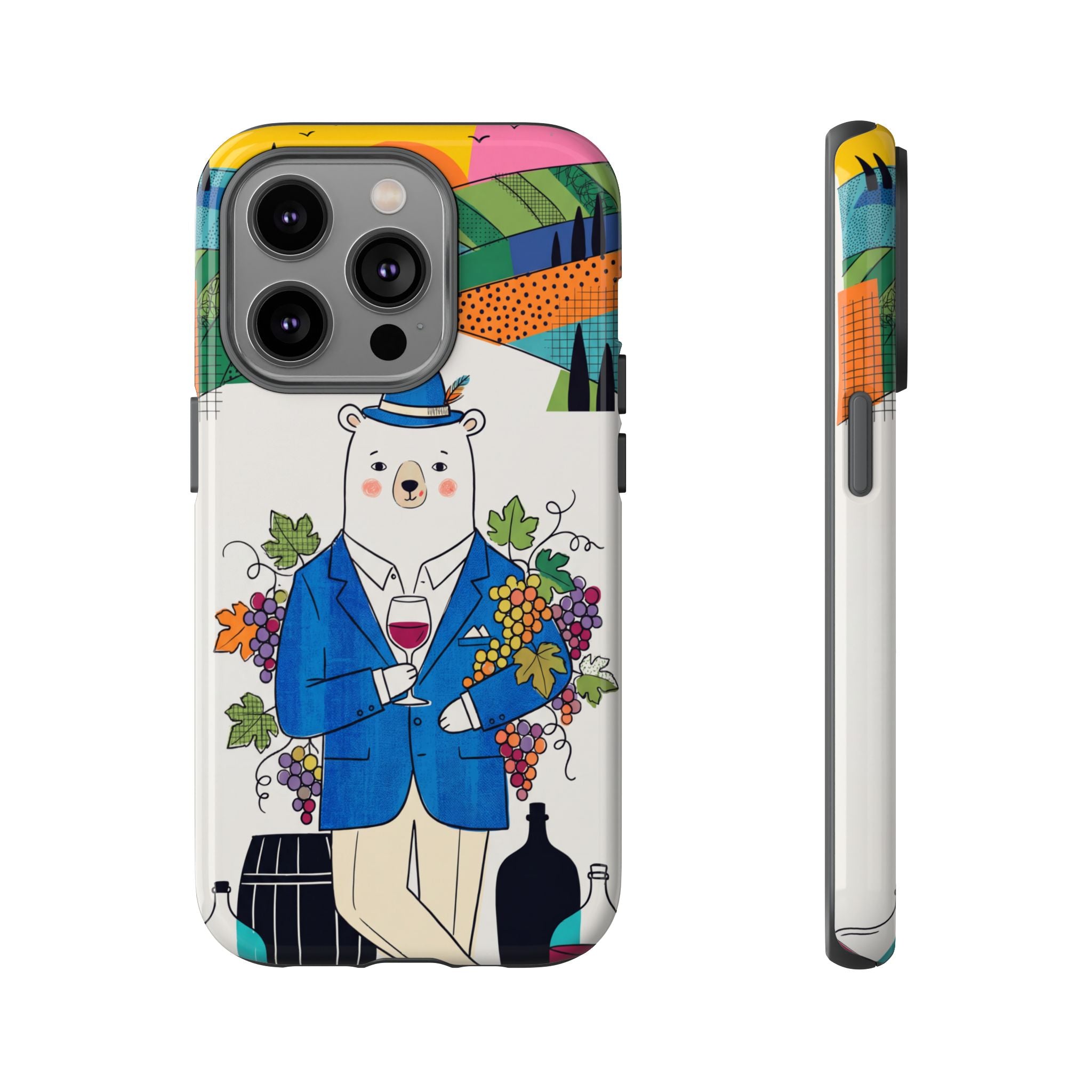 Dapper Polar Bear Wine Lover Illustrated Protective iPhone Case