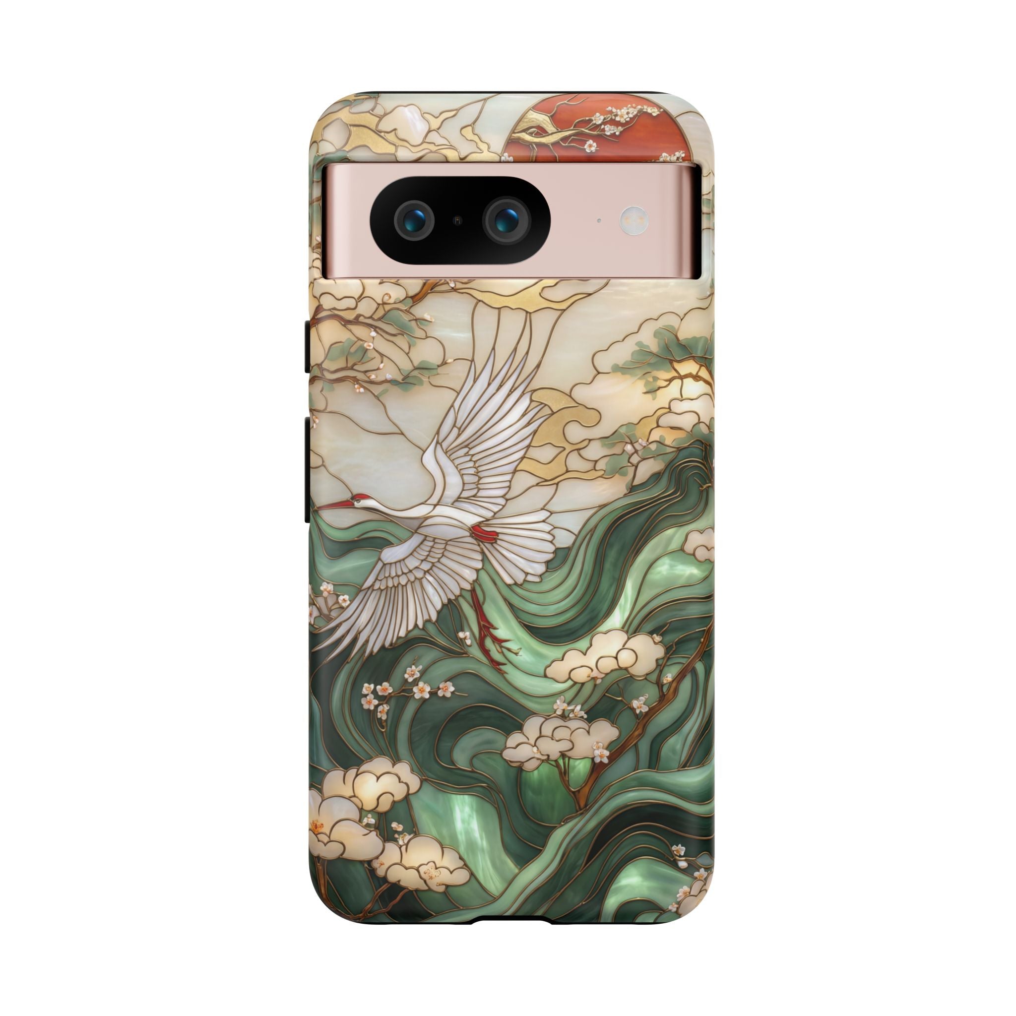 Cranes & Waves Protective Google Pixel Case | Japanese-Inspired Art Phone Cover