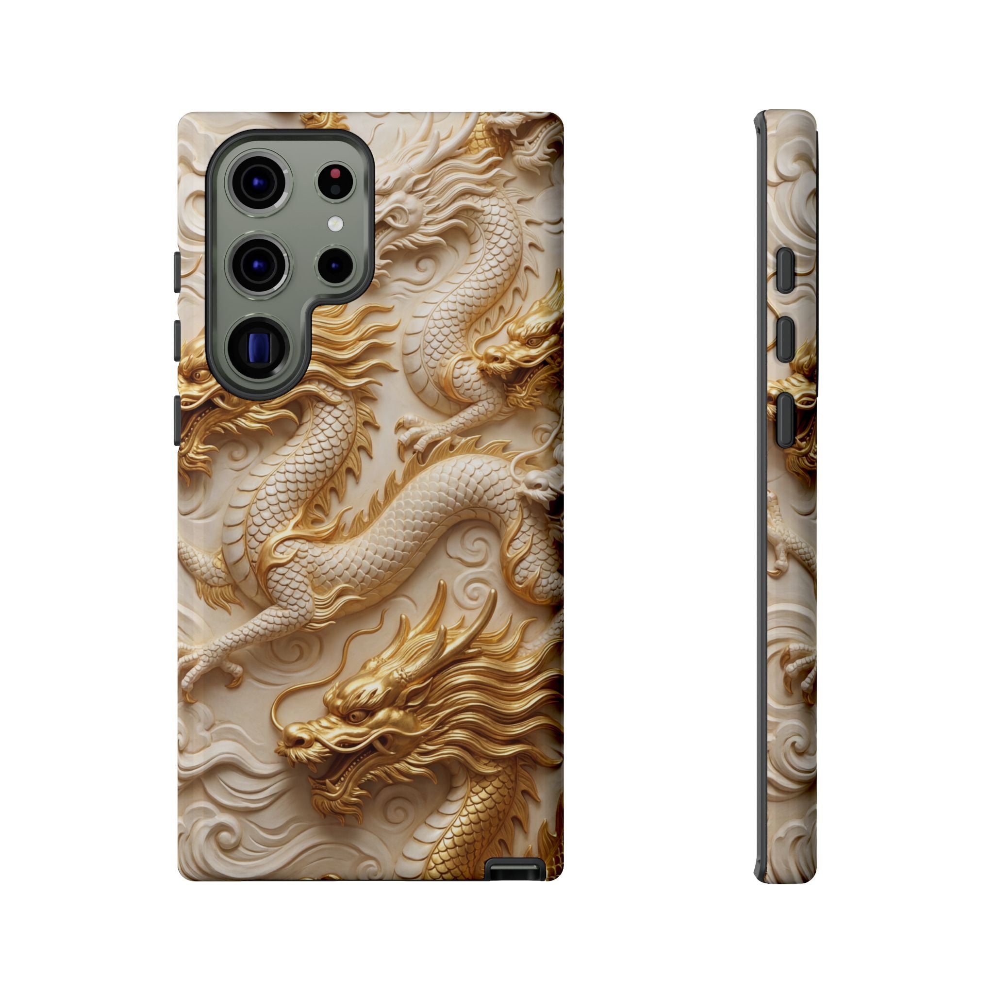 Dragon Relief Samsung Galaxy Case — Gold Carved Dragon Protective Cover