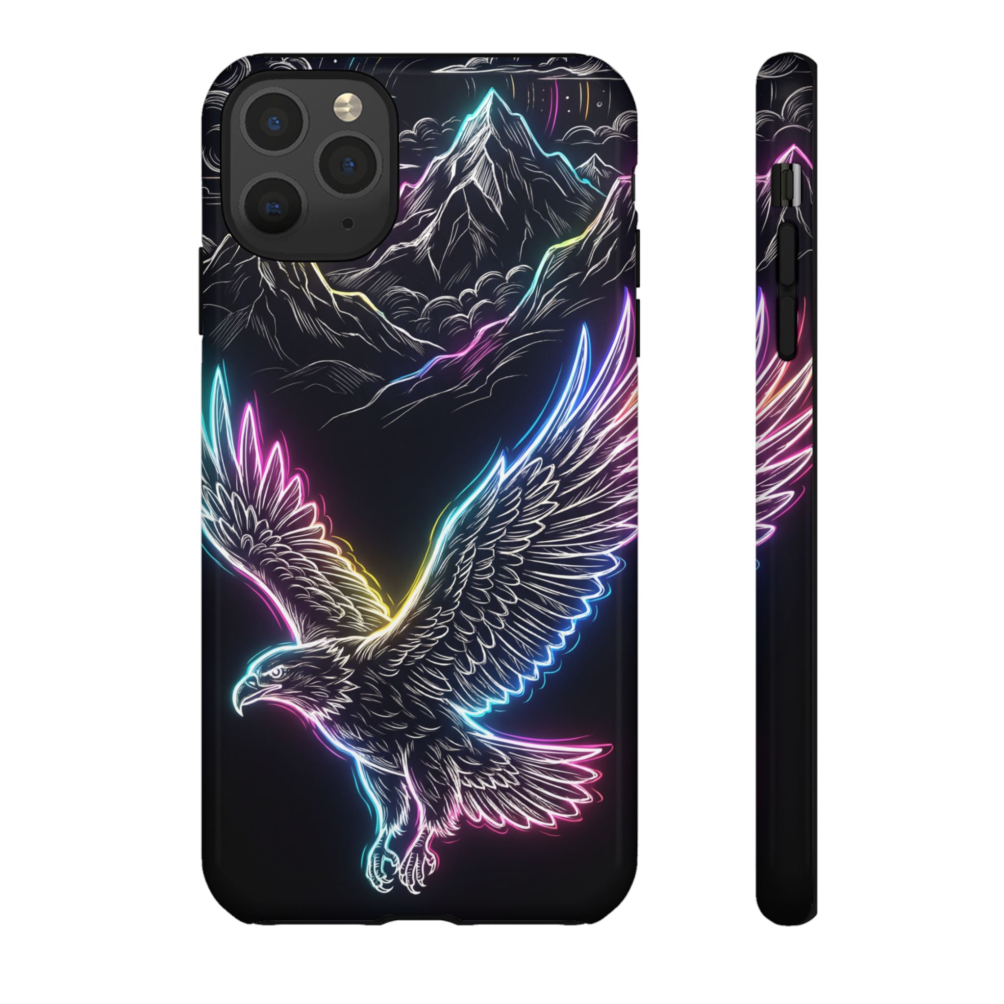 Neon Eagle iPhone Case with Mountain Design