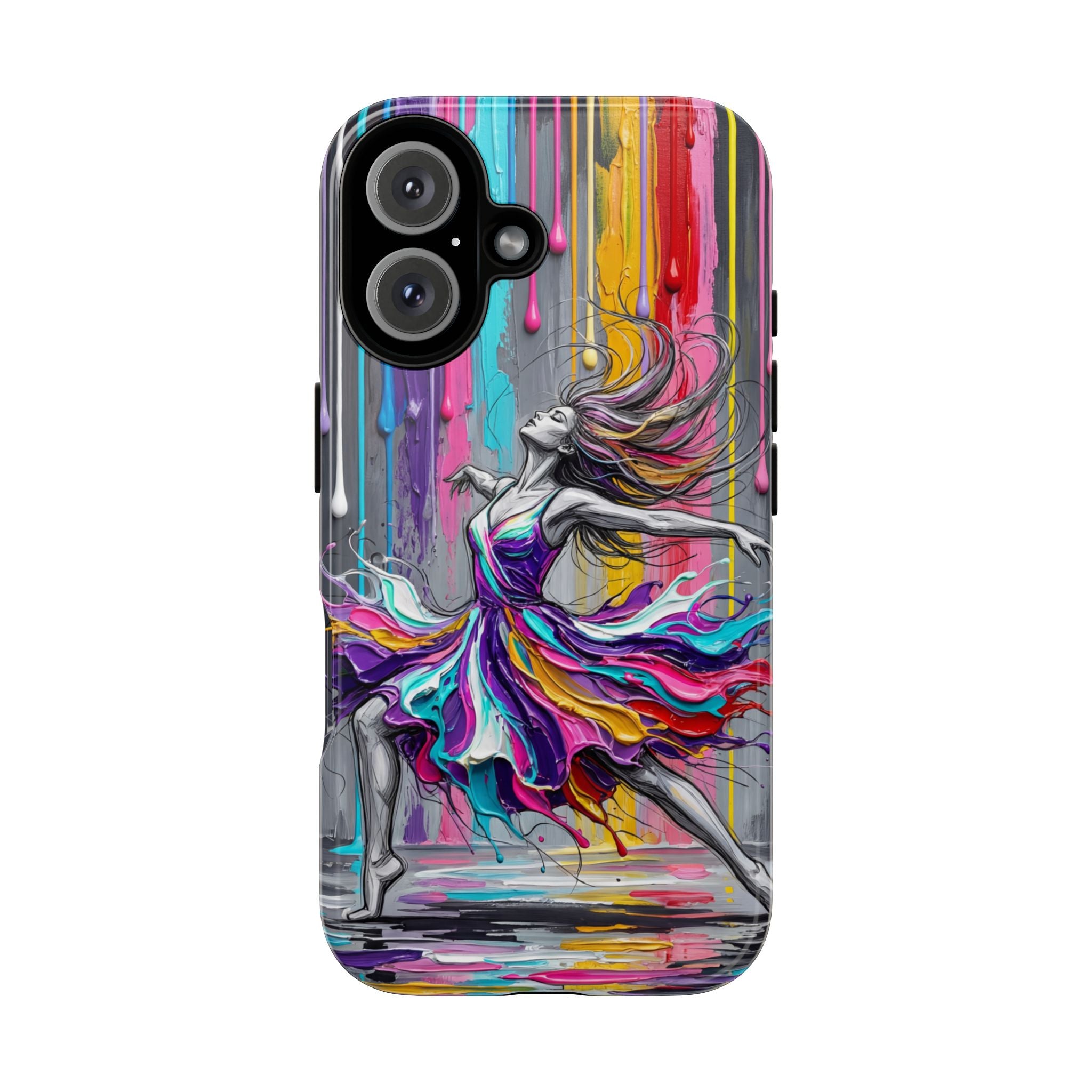 Colorful Dancer Tough iPhone Case | Vibrant Drip Art Protective Cover