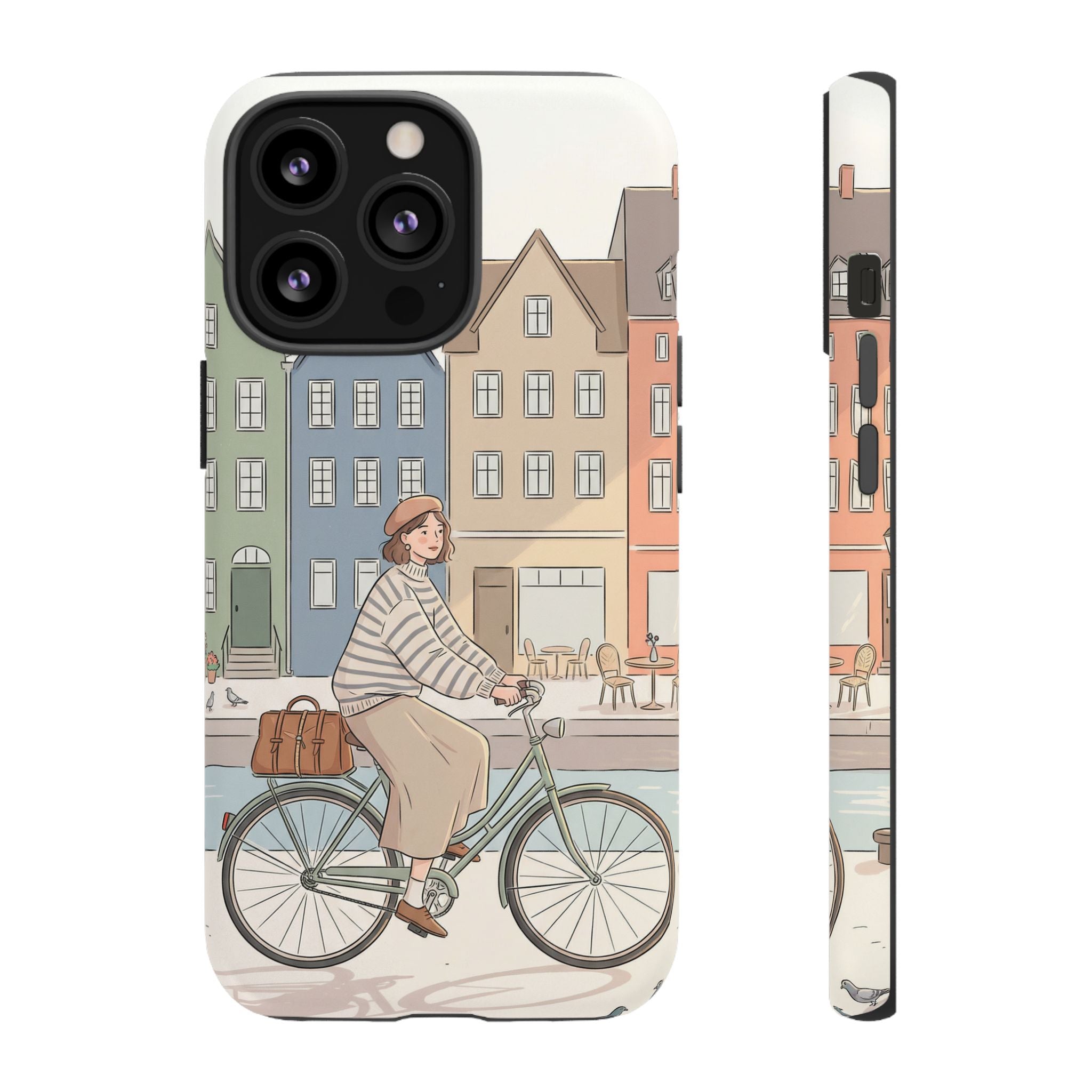 City Bike iPhone Case | Cozy European Street Illustration Tough Cases
